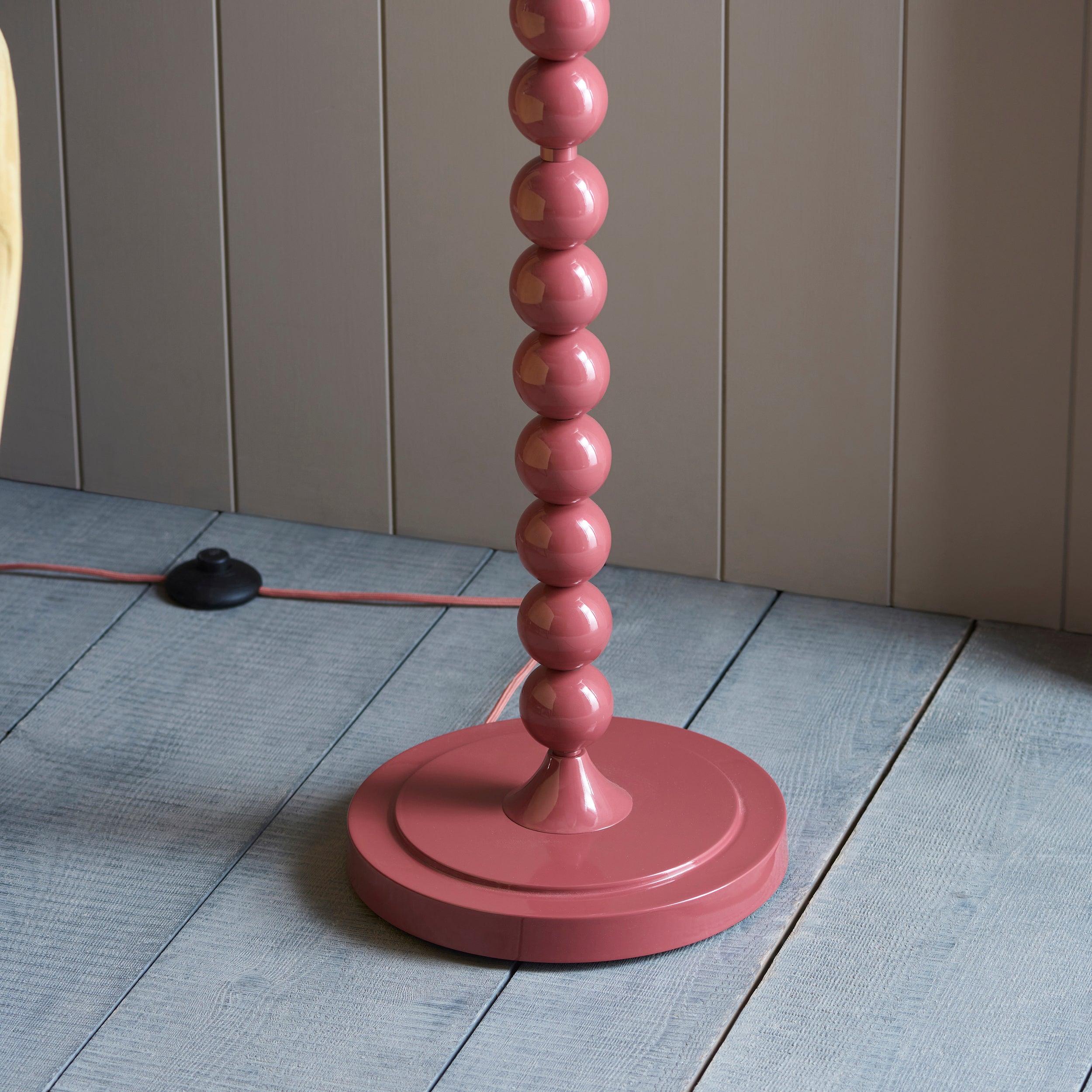 Higgledy Pink Floor Lamp & Leaf 40cm Pearl Grey Shade