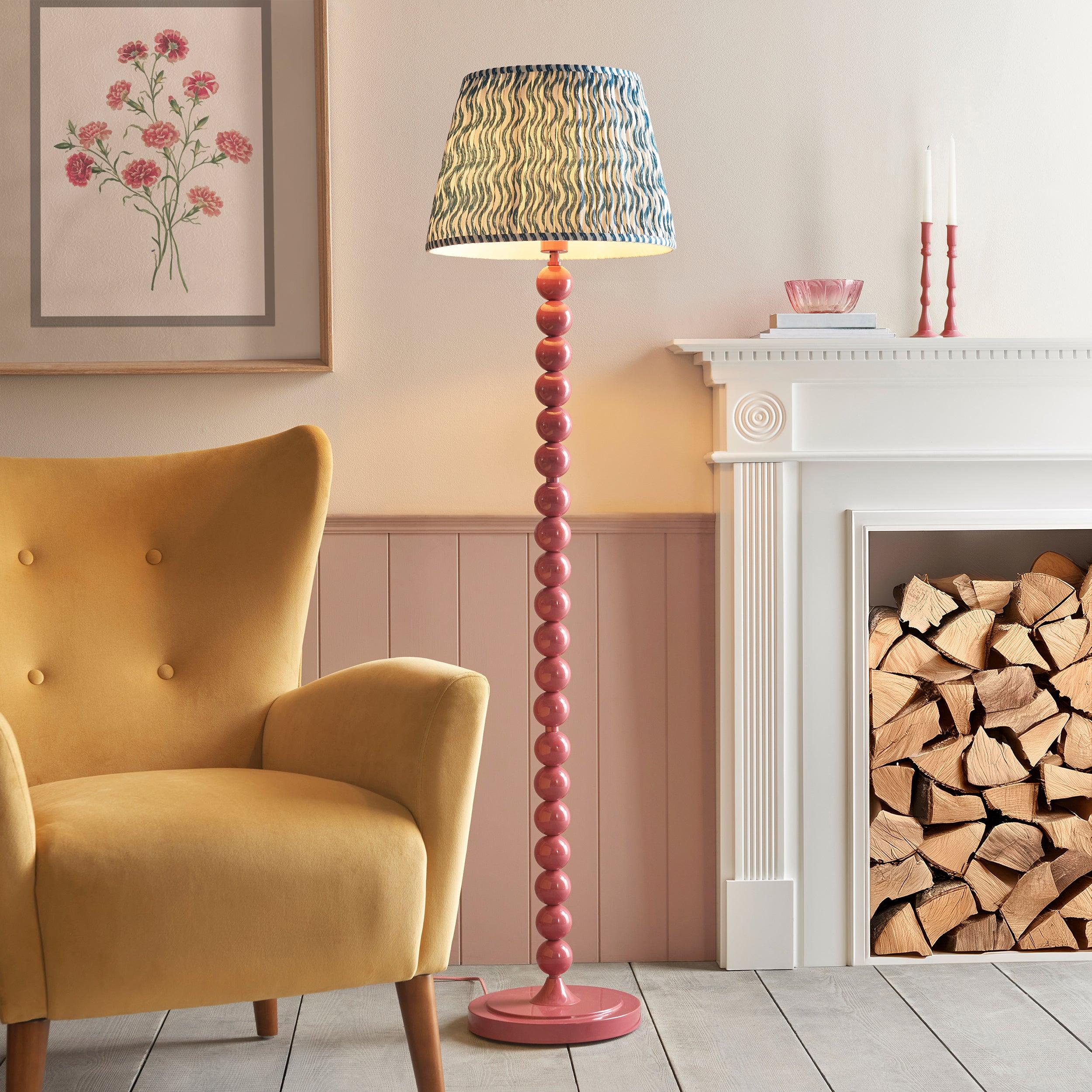 Higgledy Pink Floor Lamp & Ripple 40cm Marlin Blue Shade