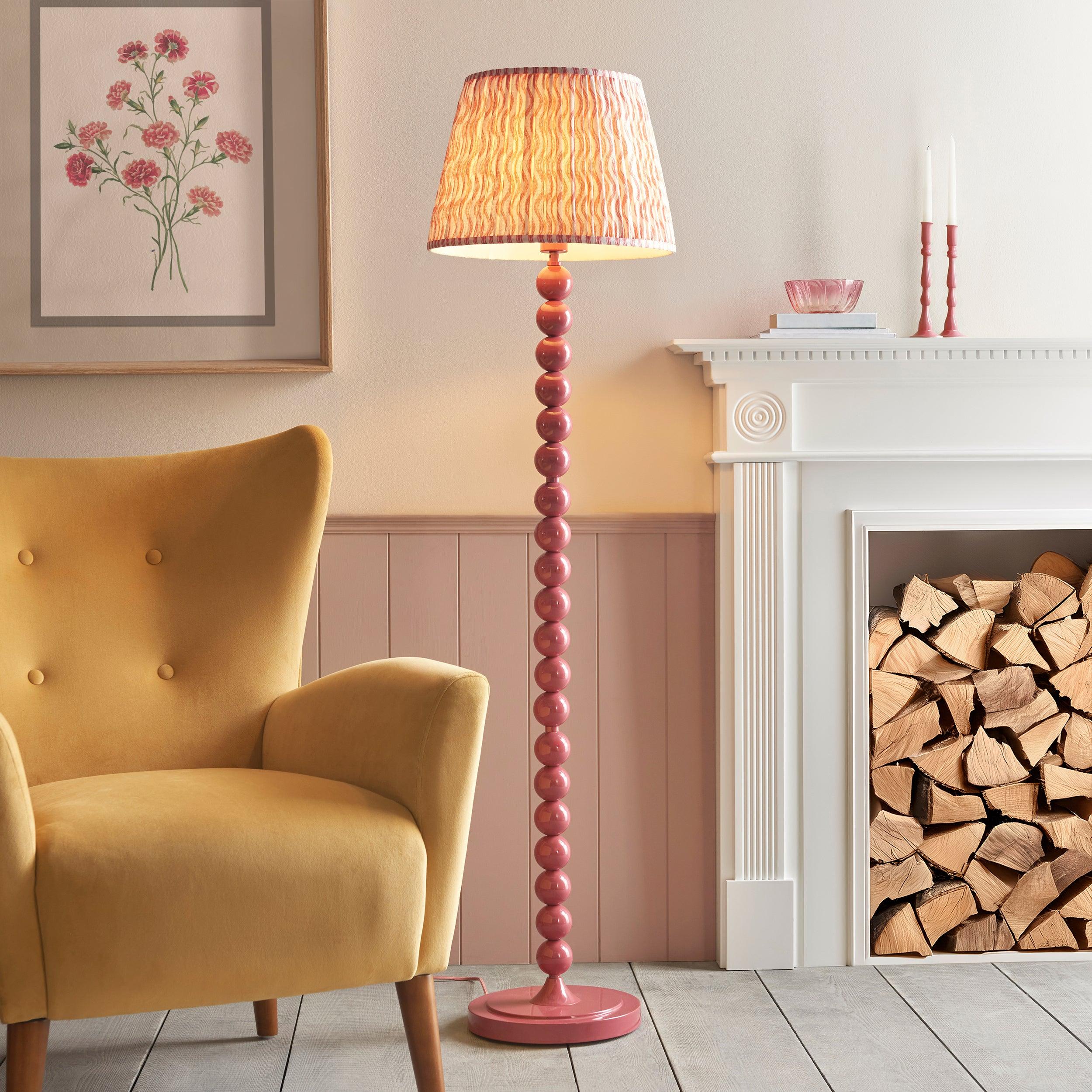 Higgledy Pink Floor Lamp & Ripple 40cm Coral Pink Shade