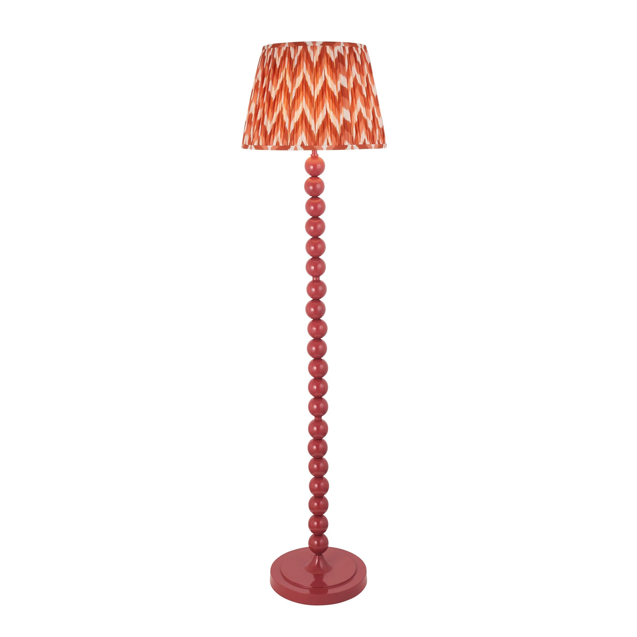 Higgledy Pink Floor Lamp & Zigzag 40cm Apricot Orange Shade