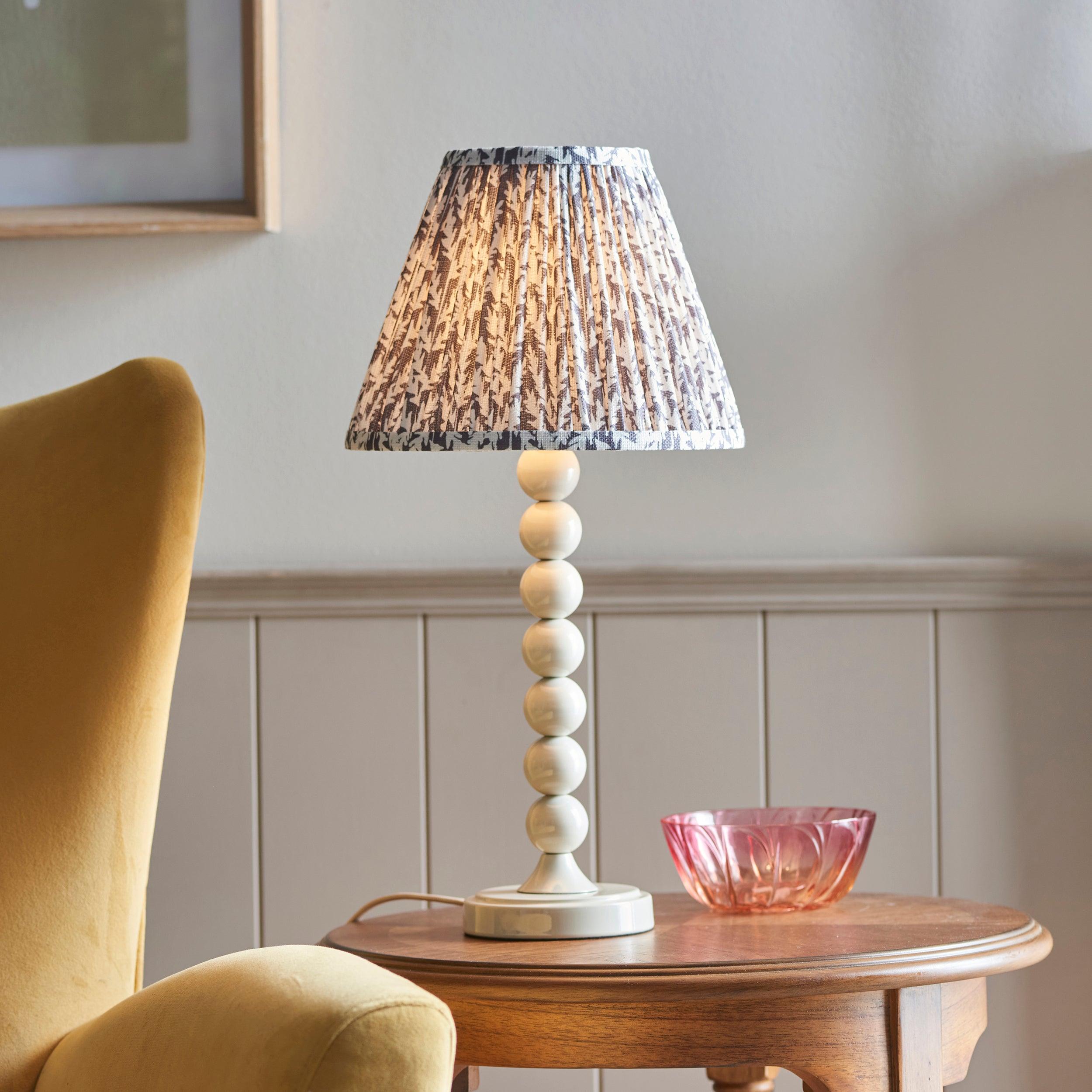 Higgledy White Table Lamp & Leaf 25cm Pearl Grey Shade