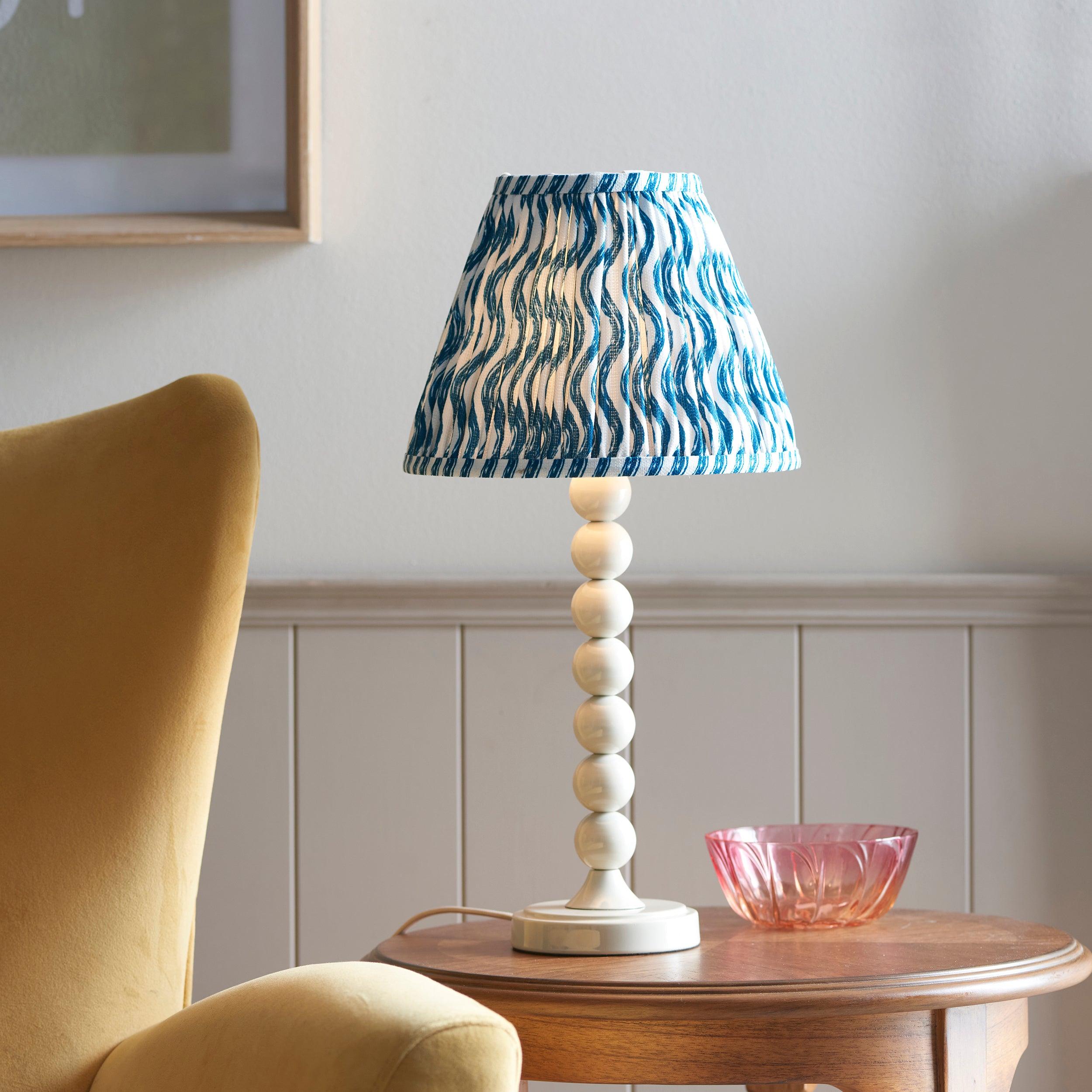 Higgledy White Table Lamp & Ripple 25cm Marlin Blue Shade