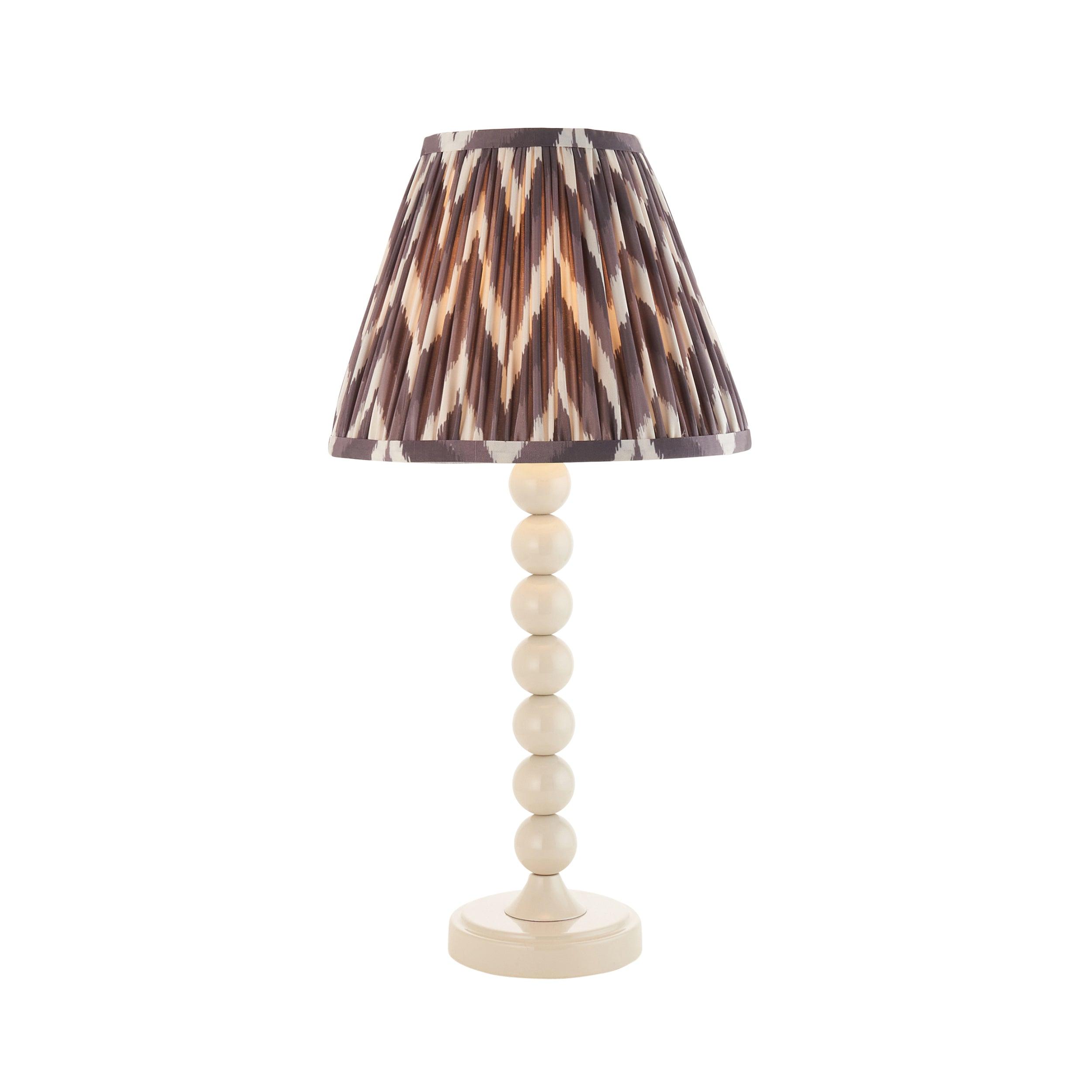 Higgledy White Table Lamp & Zigzag 25cm Pearl Grey Shade