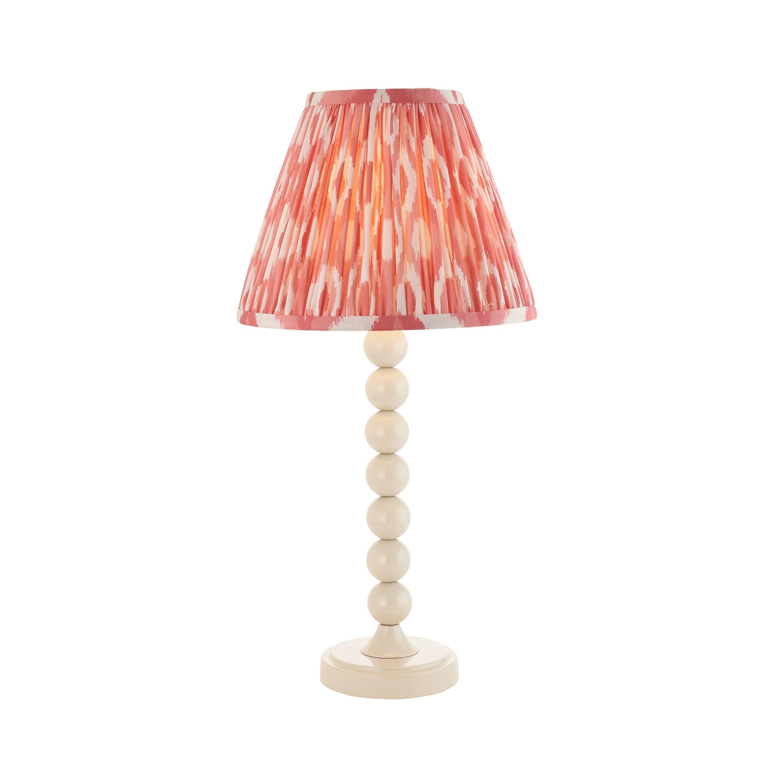Higgledy White Table Lamp & Ikat 25cm Coral Pink Shade