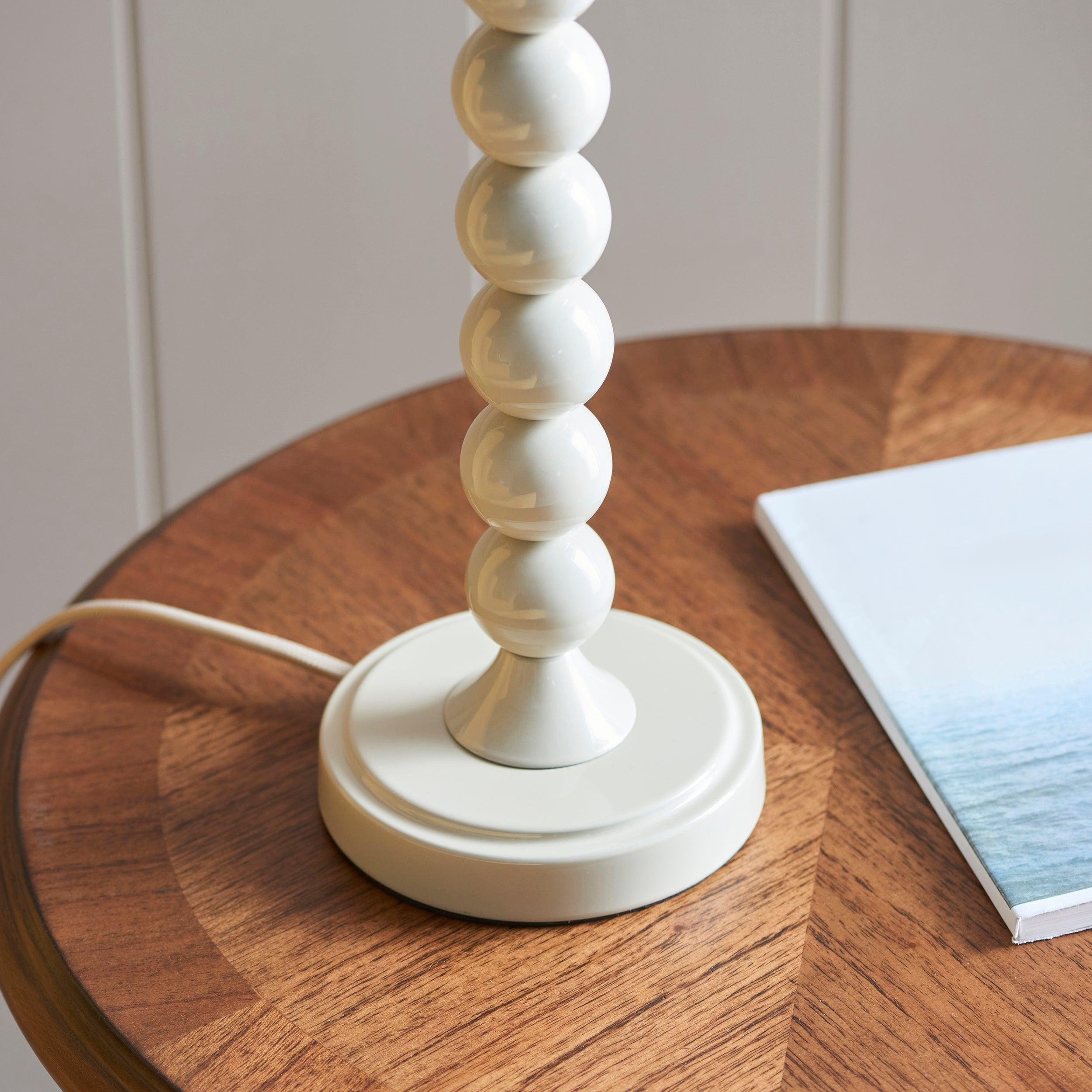 Higgledy White Table Lamp & Ikat 25cm Coral Pink Shade