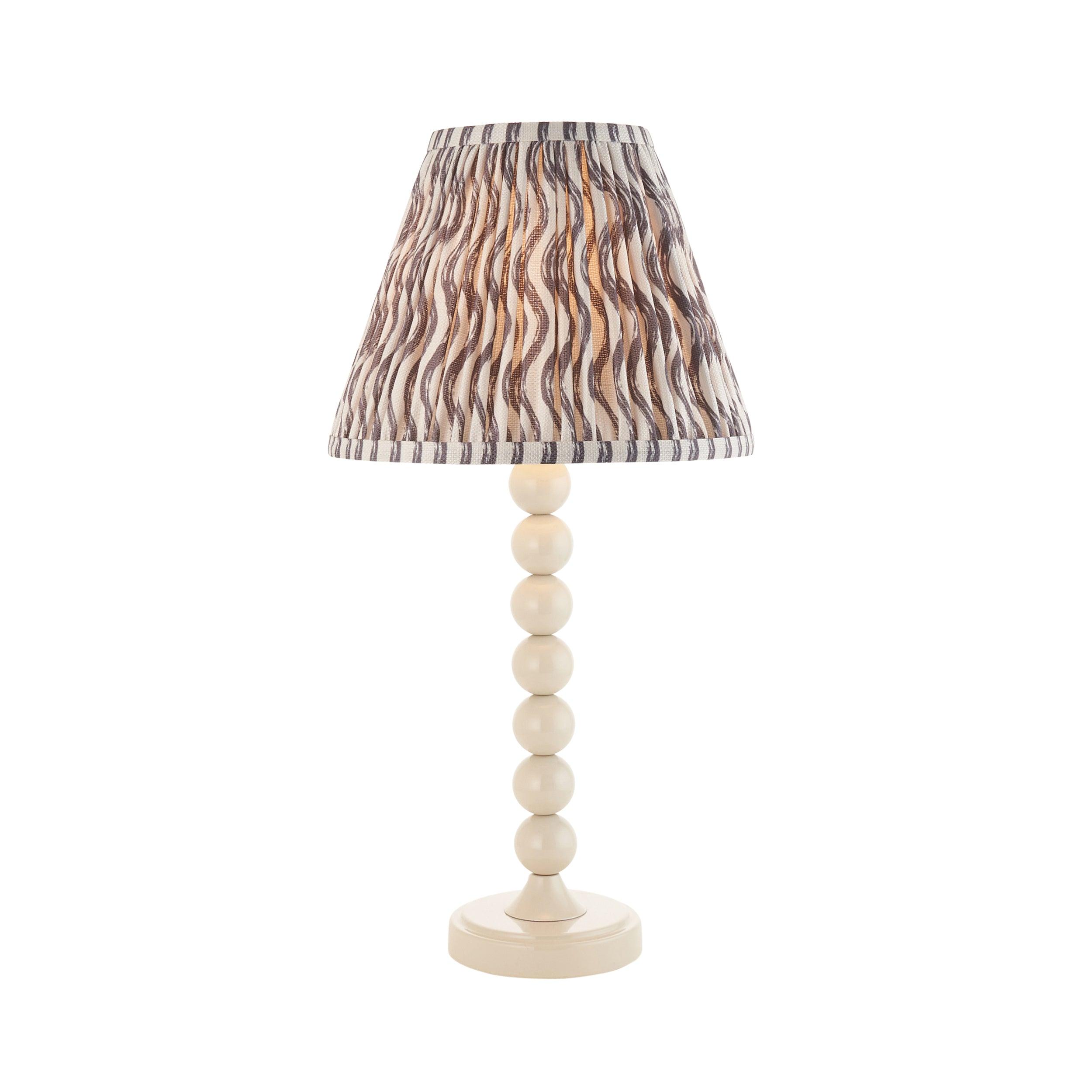 Higgledy White Table Lamp & Ripple 25cm Pearl Grey Shade