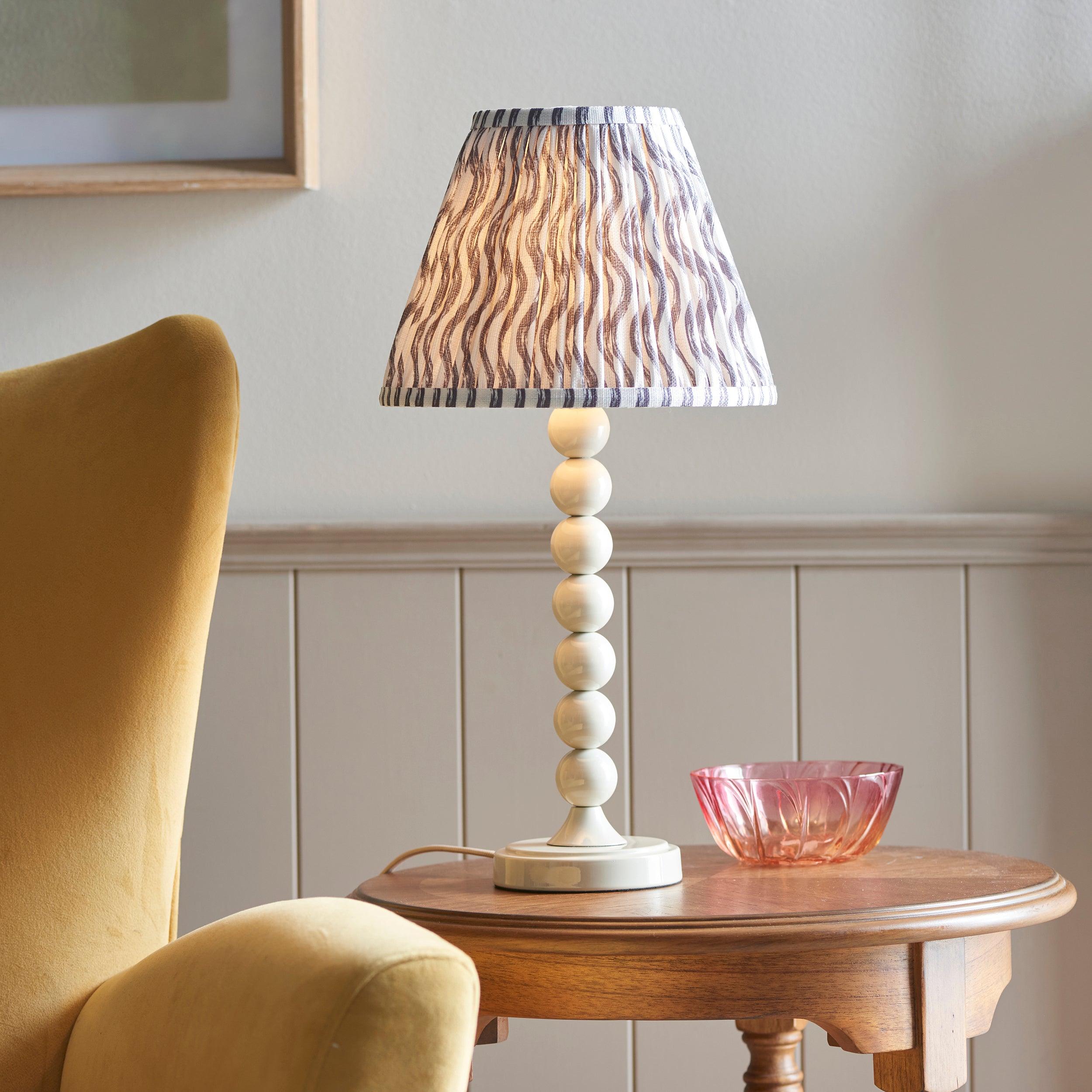 Higgledy White Table Lamp & Ripple 25cm Pearl Grey Shade