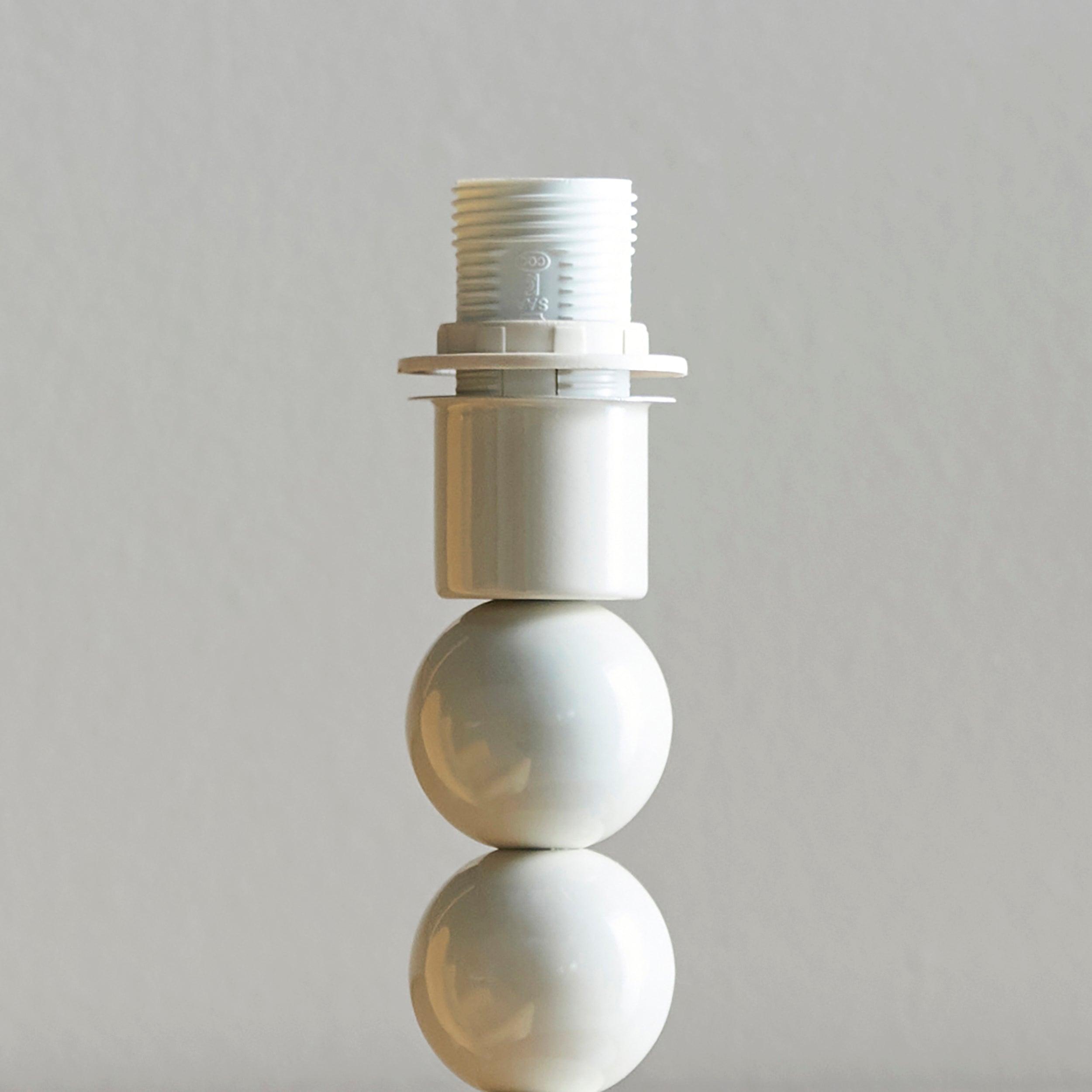 Higgledy White Table Lamp & Ripple 25cm Pearl Grey Shade