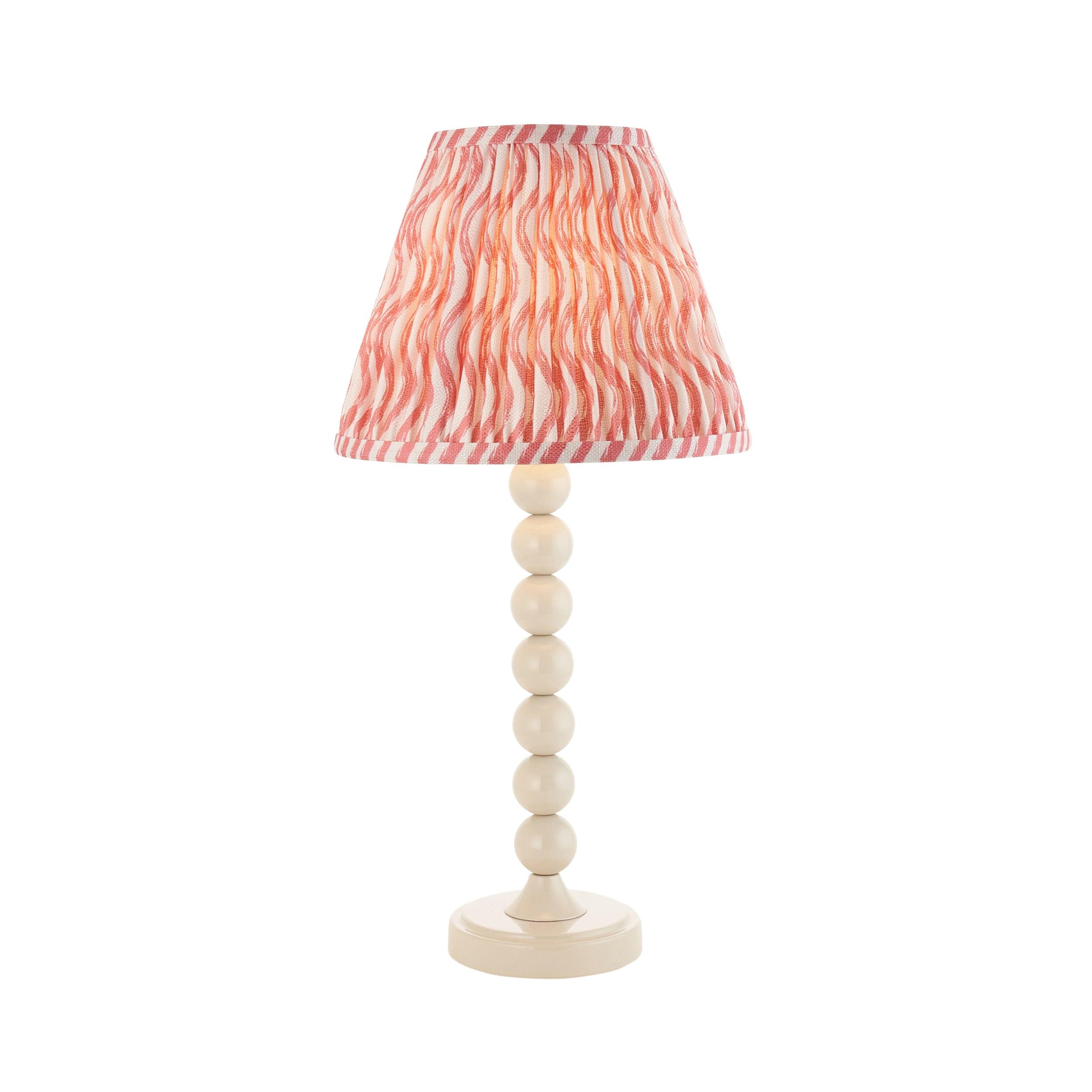 Higgledy White Table Lamp & Ripple 25cm Coral Pink Shade