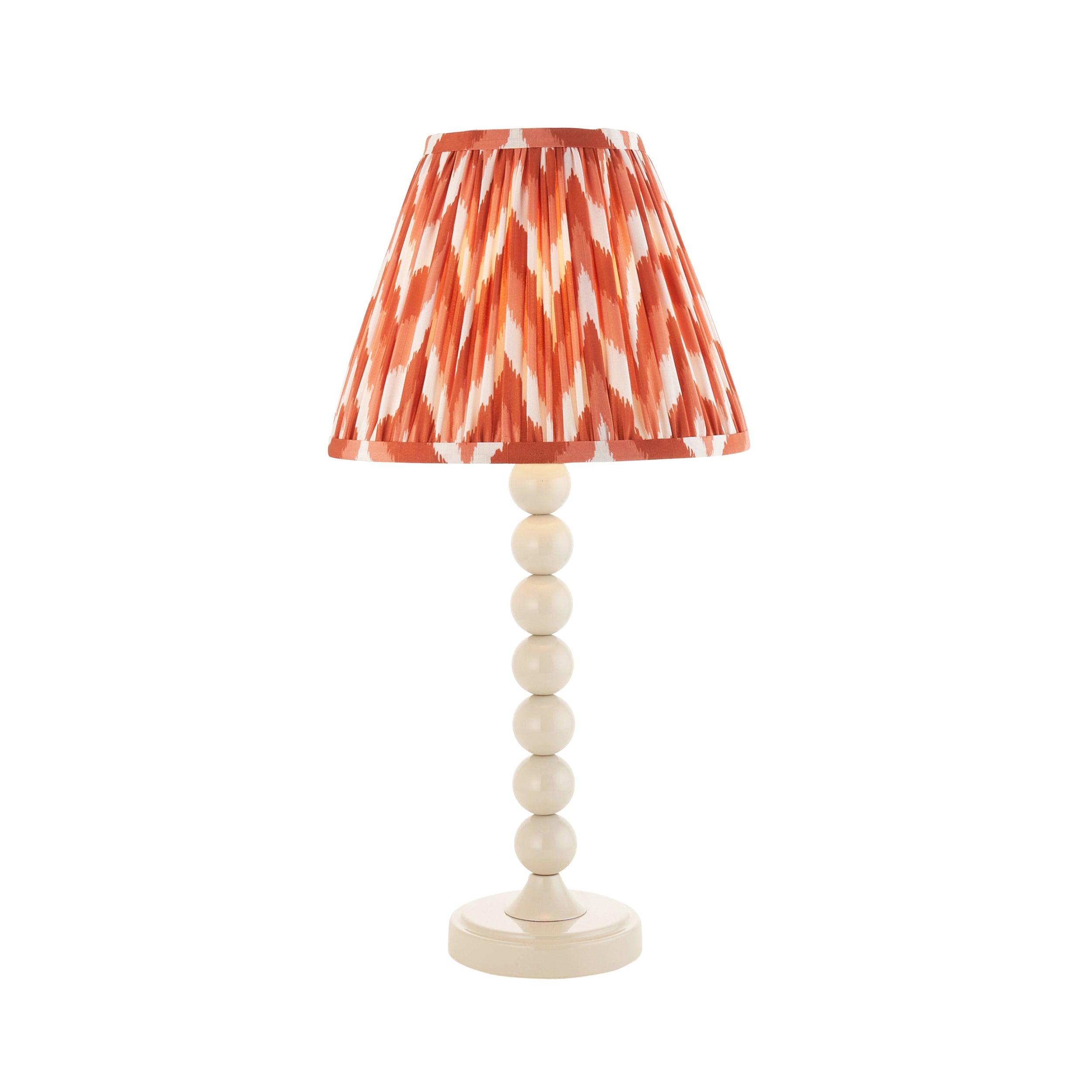 Higgledy White Table Lamp & Zigzag 25cm Apricot Orange Shade