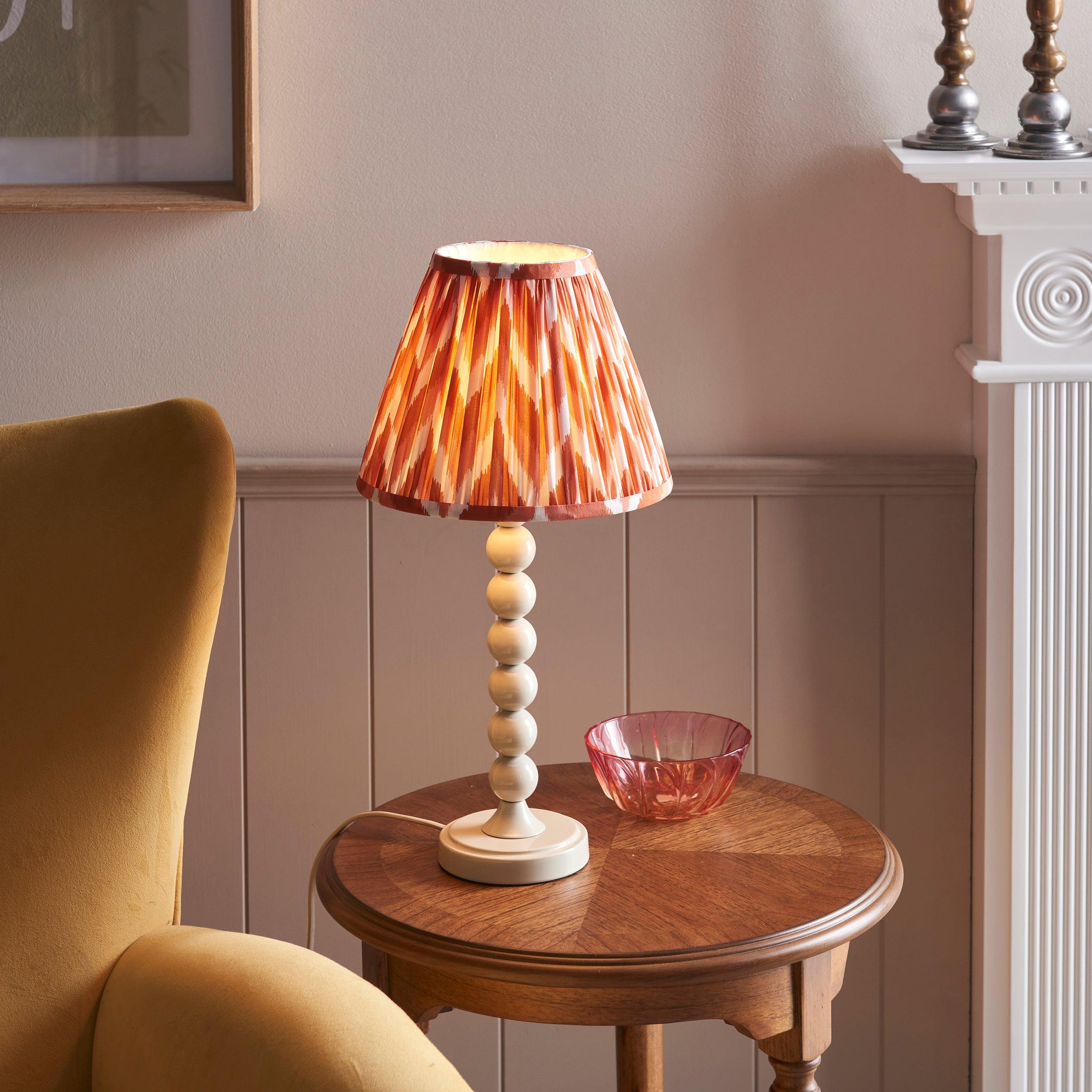 Higgledy White Table Lamp & Zigzag 25cm Apricot Orange Shade