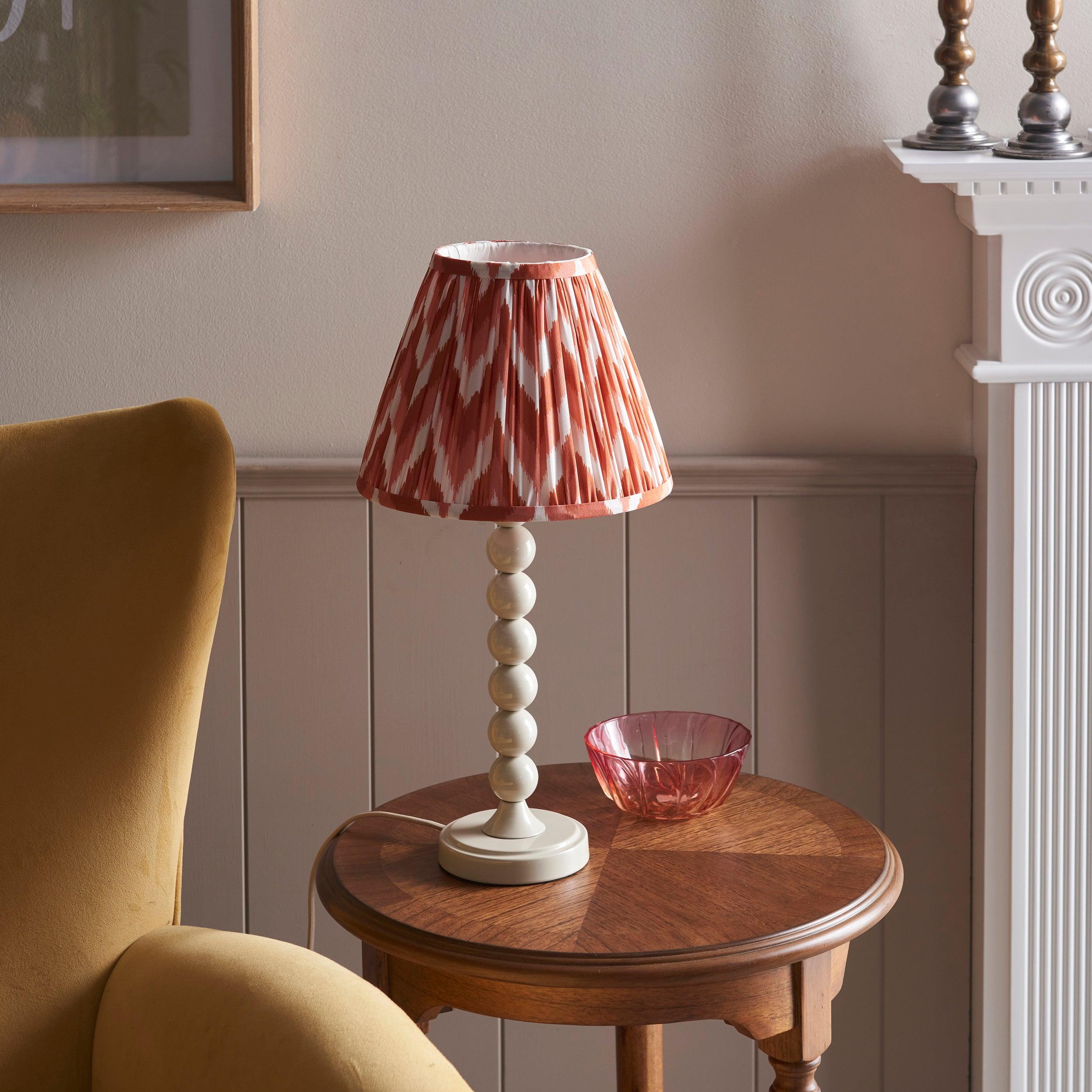 Higgledy White Table Lamp & Zigzag 25cm Apricot Orange Shade