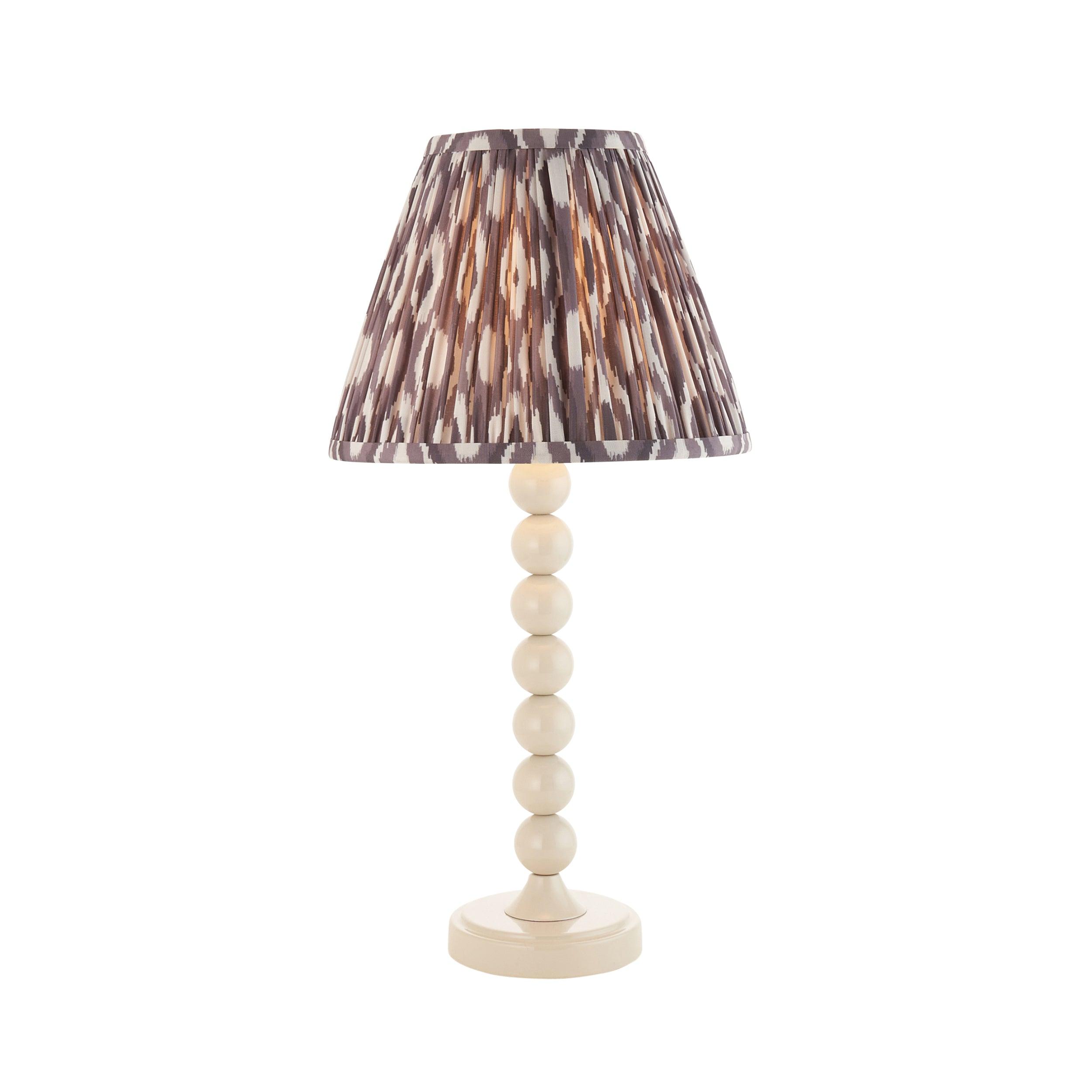 Higgledy White Table Lamp & Ikat 25cm Pearl Grey Shade