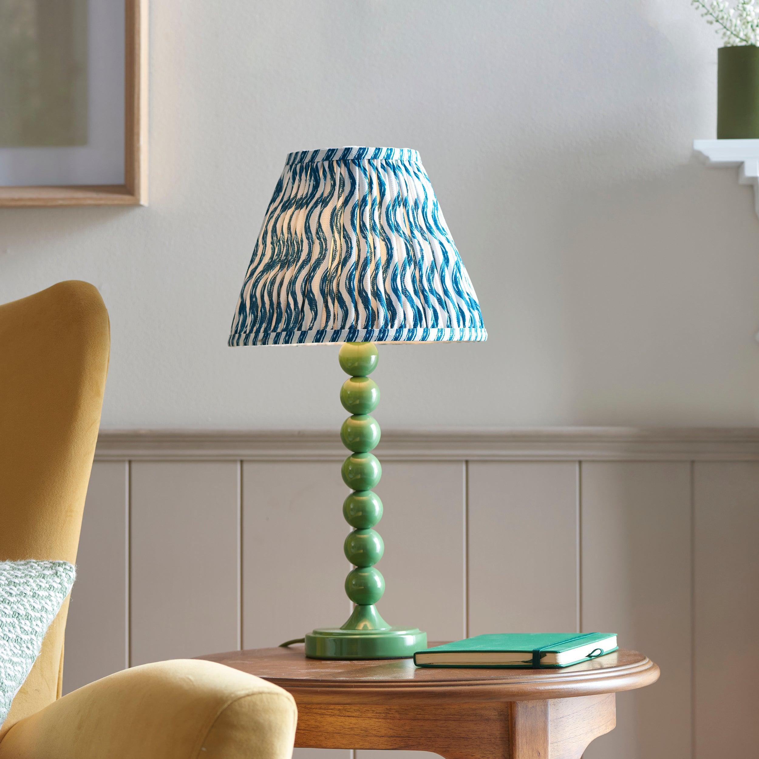 Higgledy Green Table Lamp & Ripple 25cm Marlin Blue Shade