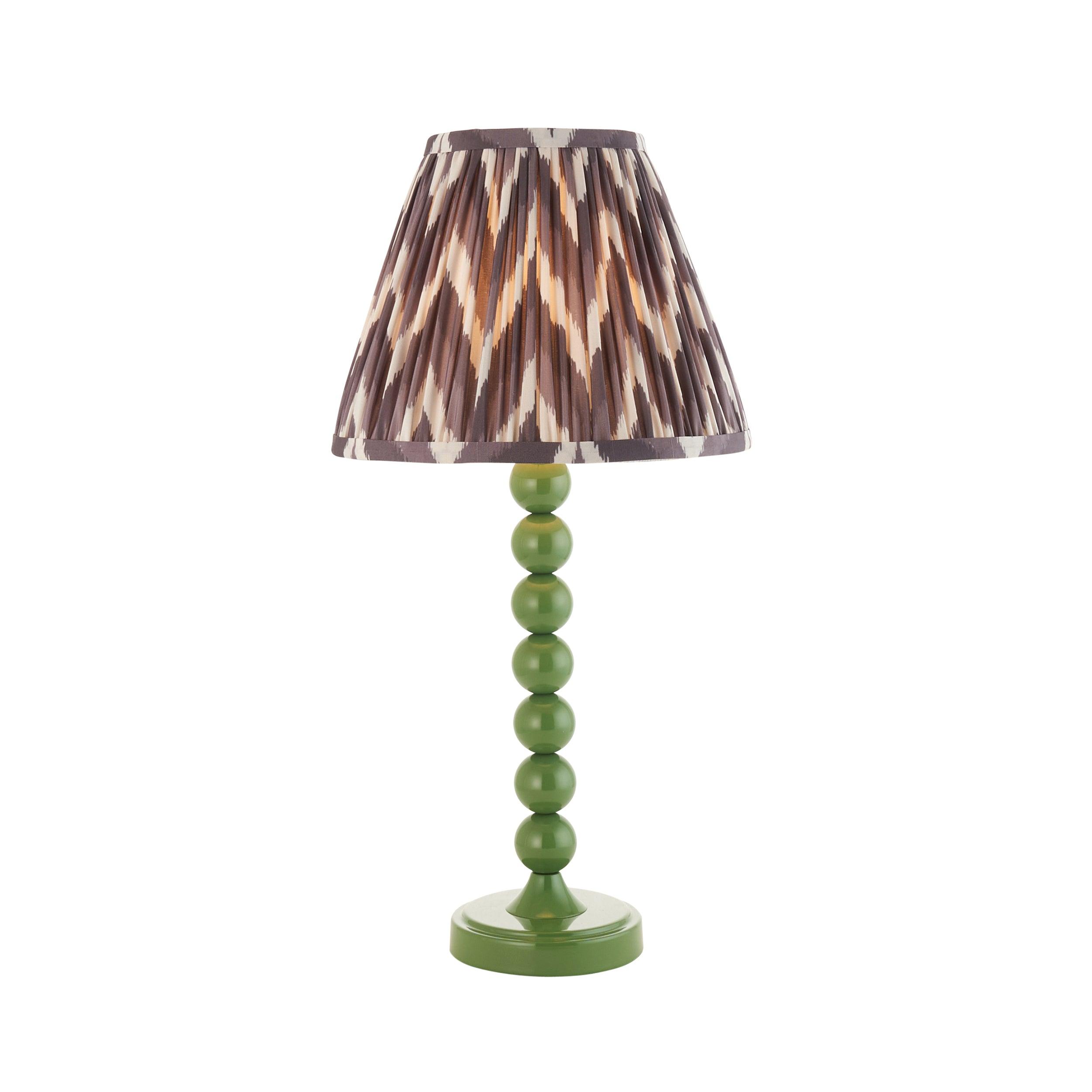 Higgledy Green Table Lamp & Zigzag 25cm Pearl Grey Shade