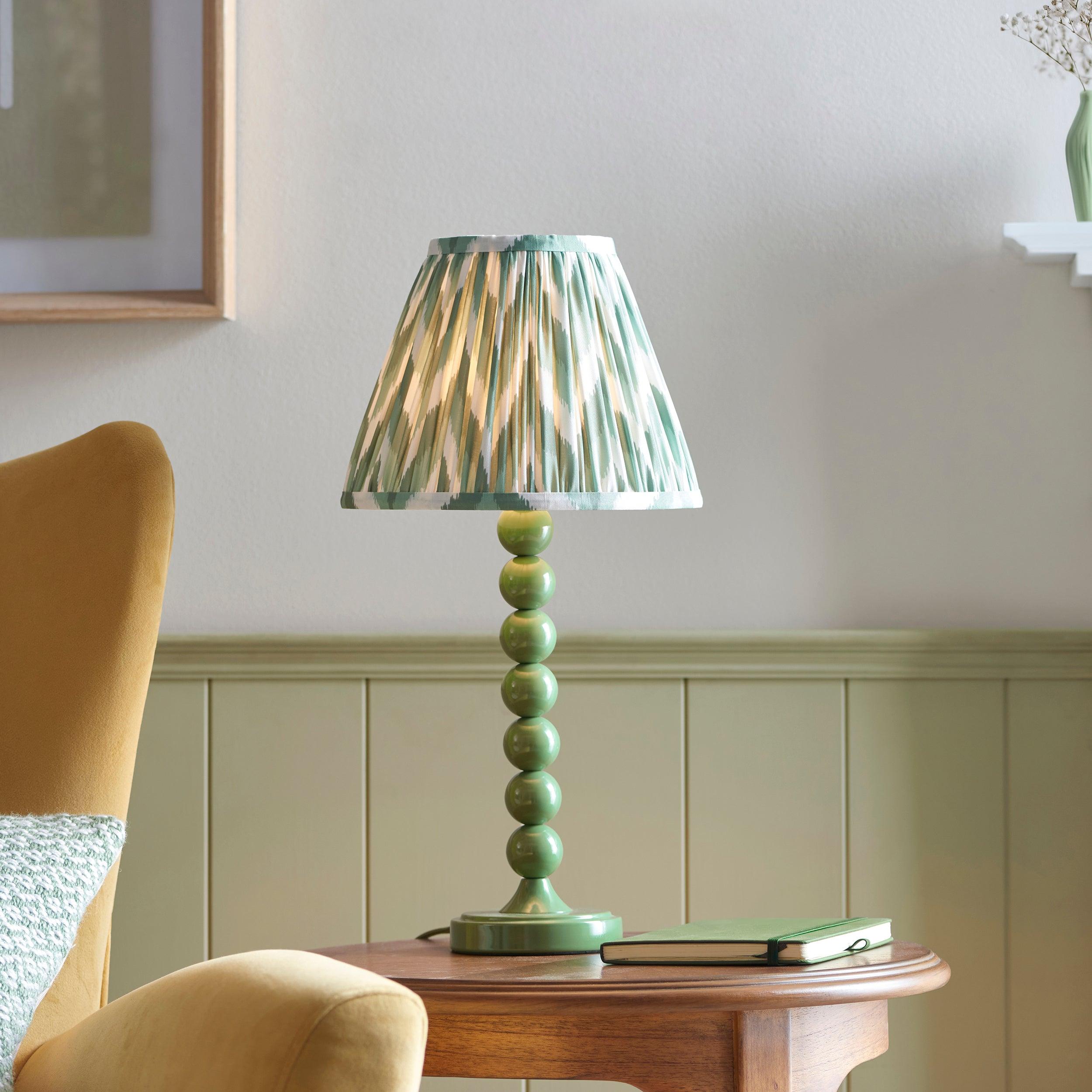 Higgledy Green Table Lamp & Zigzag 25cm Cotswold Green Shade