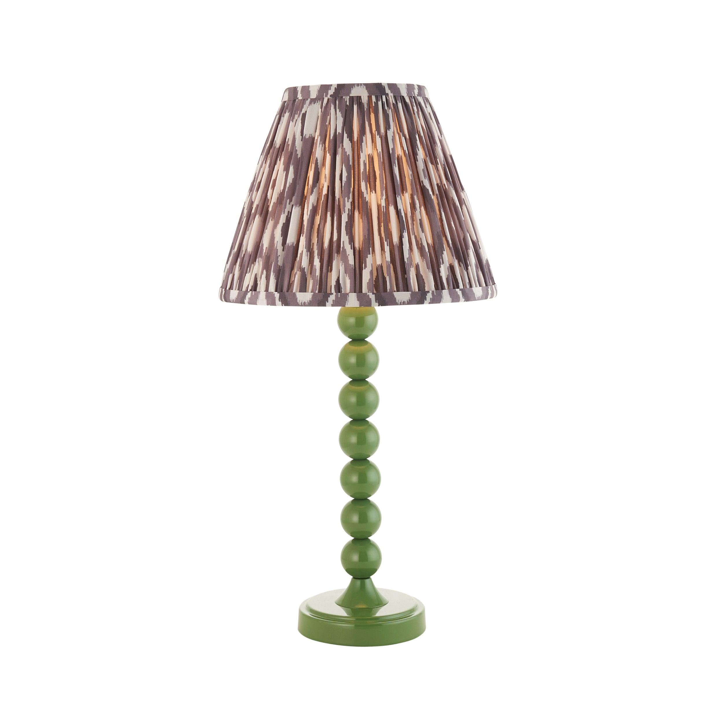 Higgledy Green Table Lamp & Ikat 25cm Pearl Grey Shade