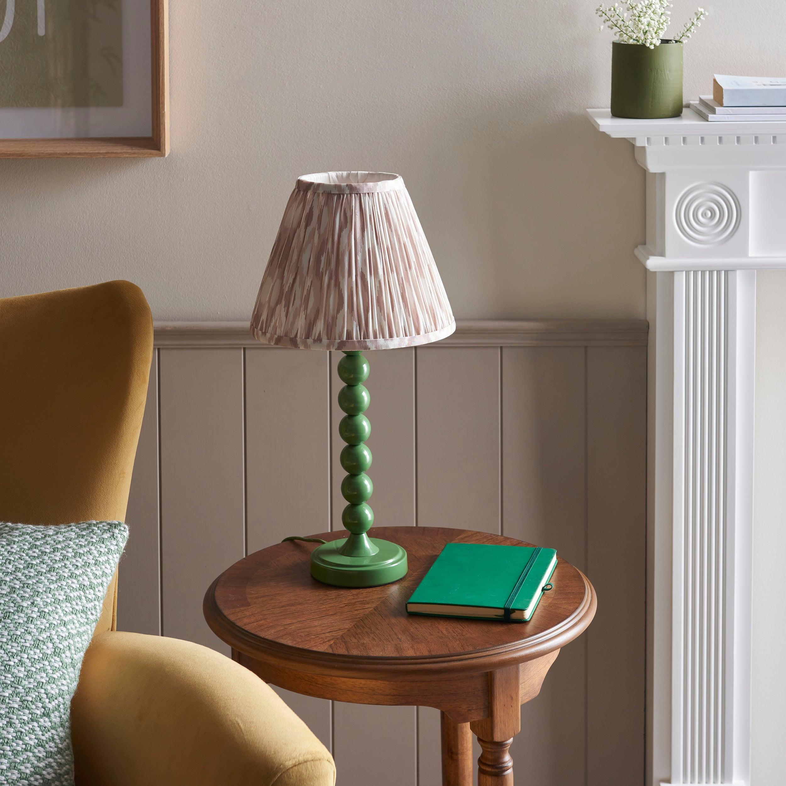 Higgledy Green Table Lamp & Ikat 25cm Neutral Shade