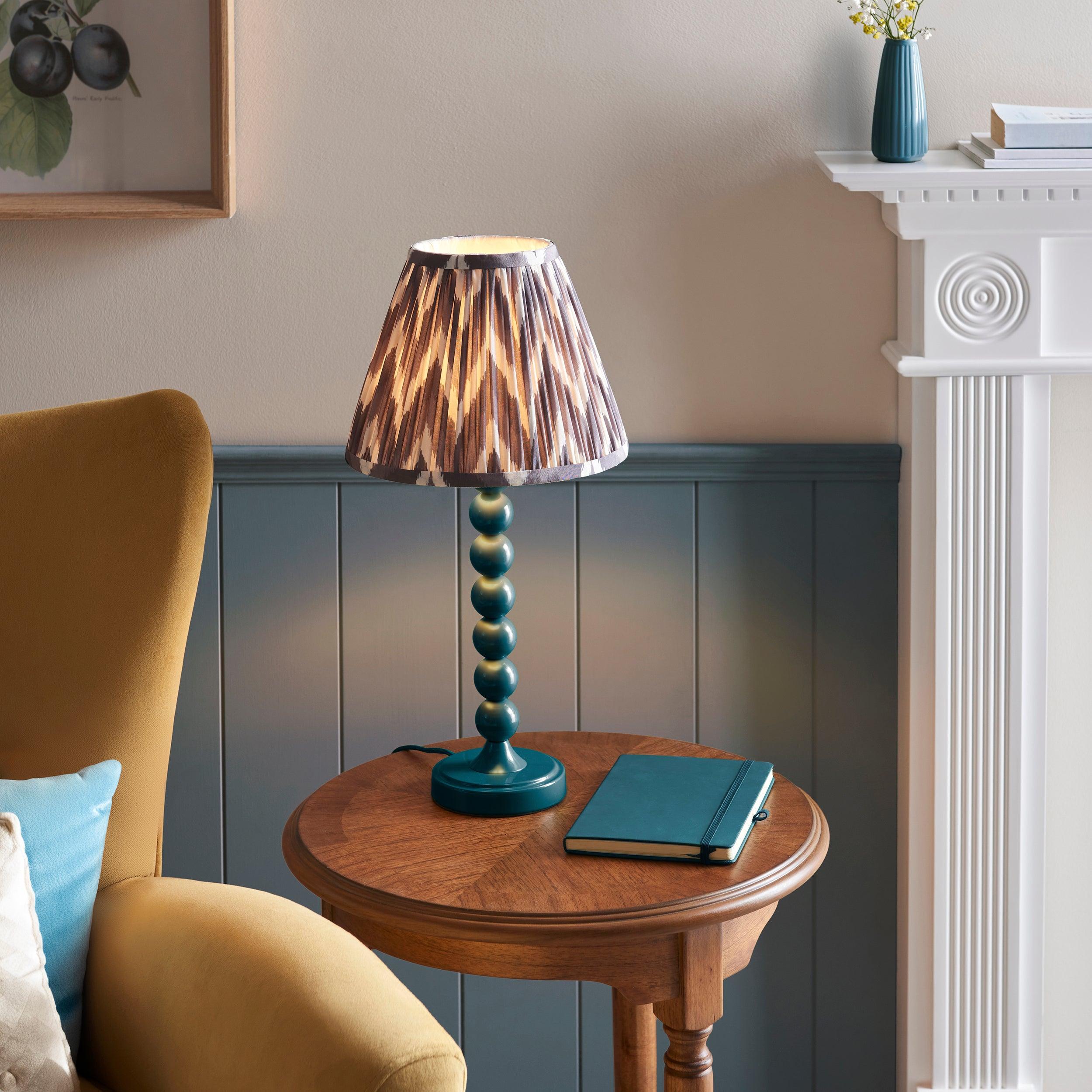 Higgledy Blue Table Lamp & Zigzag 25cm Pearl Grey Shade