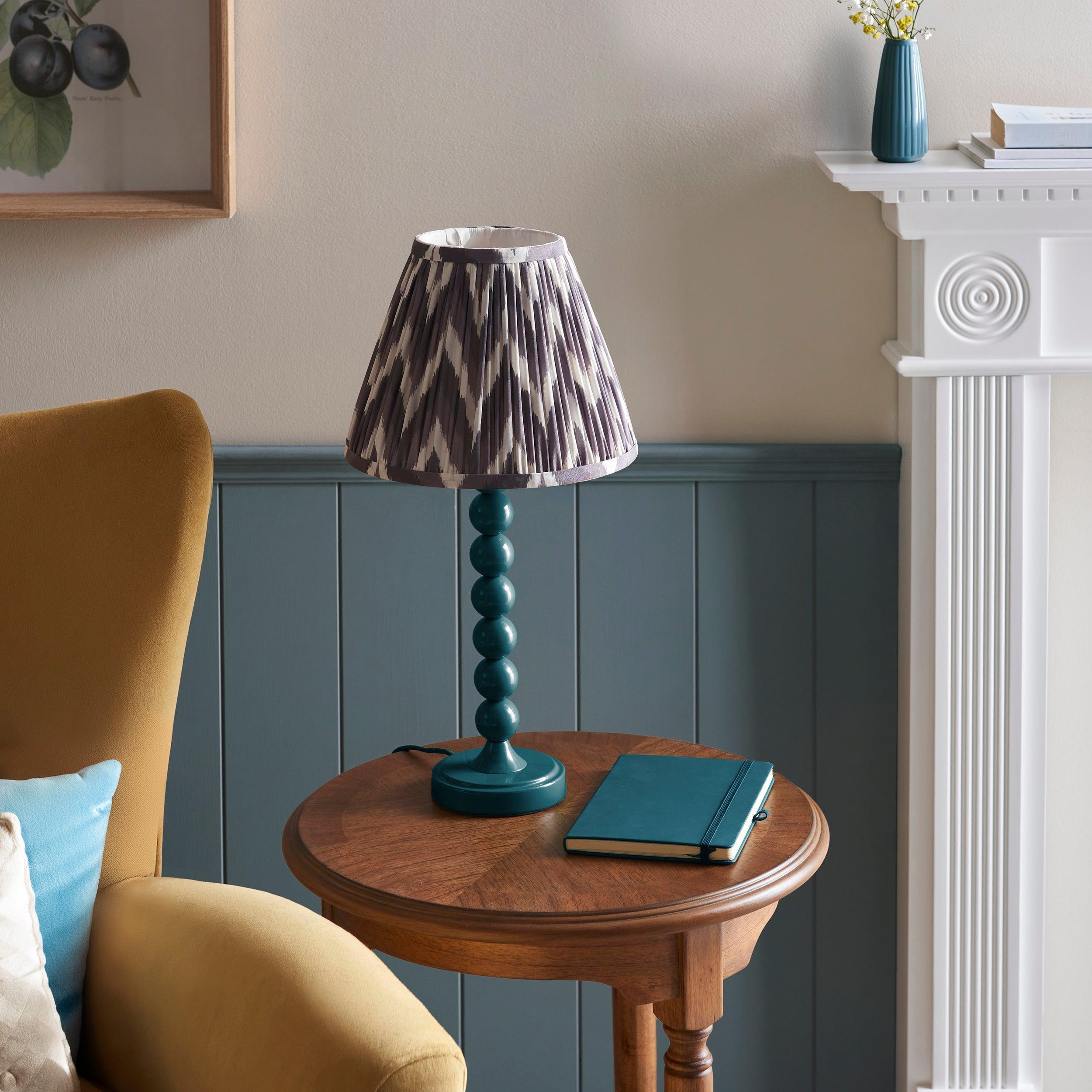Higgledy Blue Table Lamp & Zigzag 25cm Pearl Grey Shade