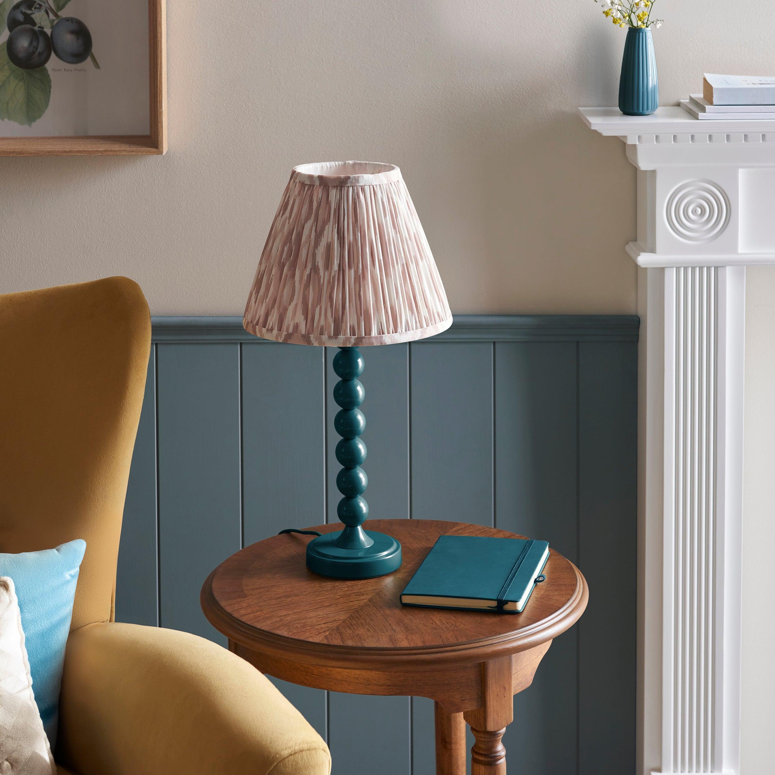 Higgledy Blue Table Lamp & Ikat 25cm Neutral Shade