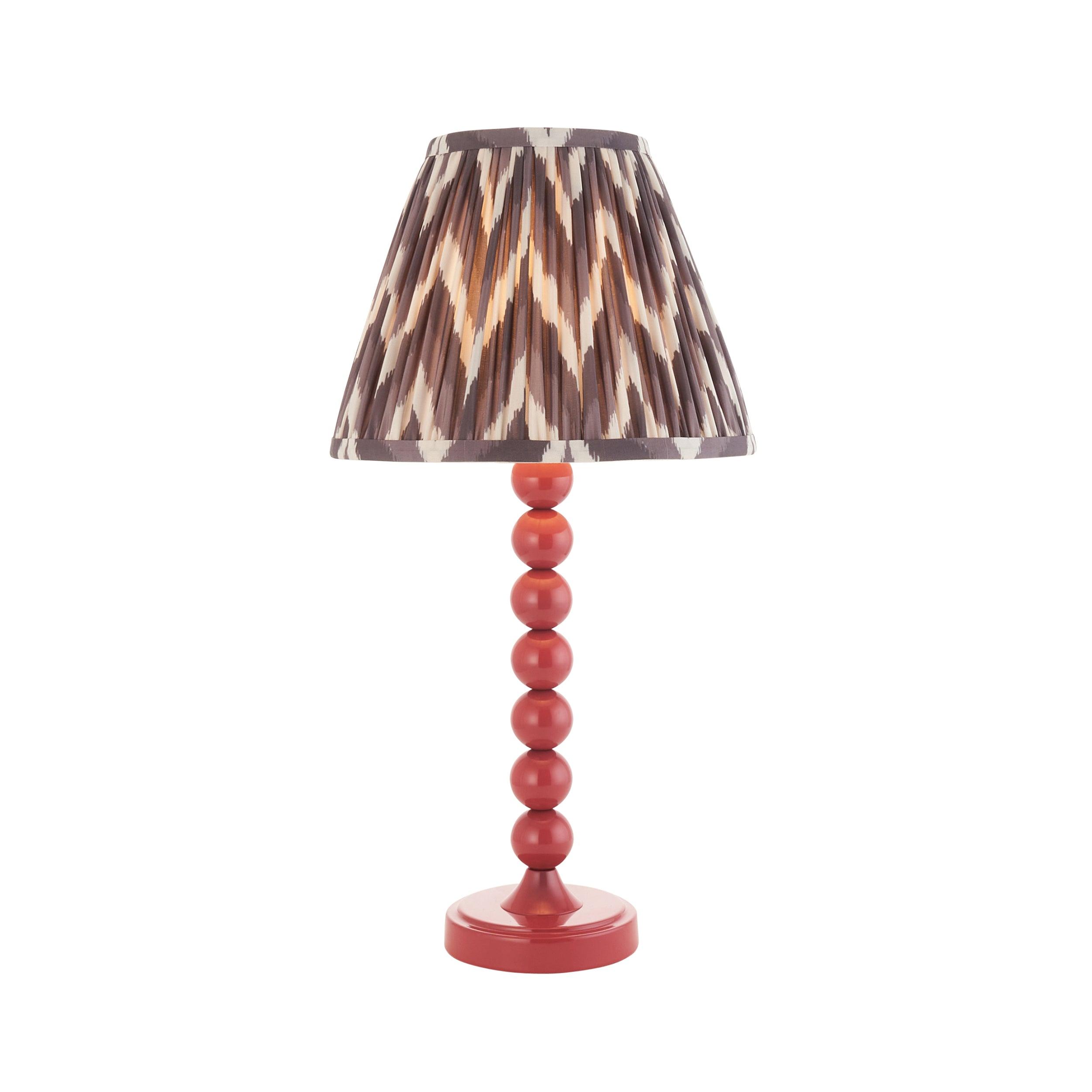 Higgledy Pink Table Lamp & Zigzag 25cm Pearl Grey Shade