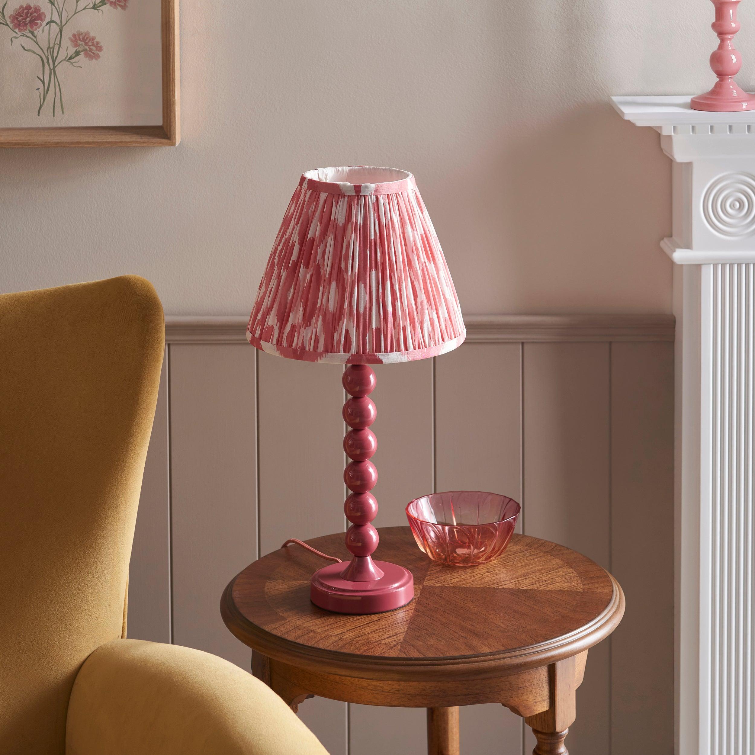 Higgledy Pink Table Lamp & Ikat 25cm Coral Pink Shade