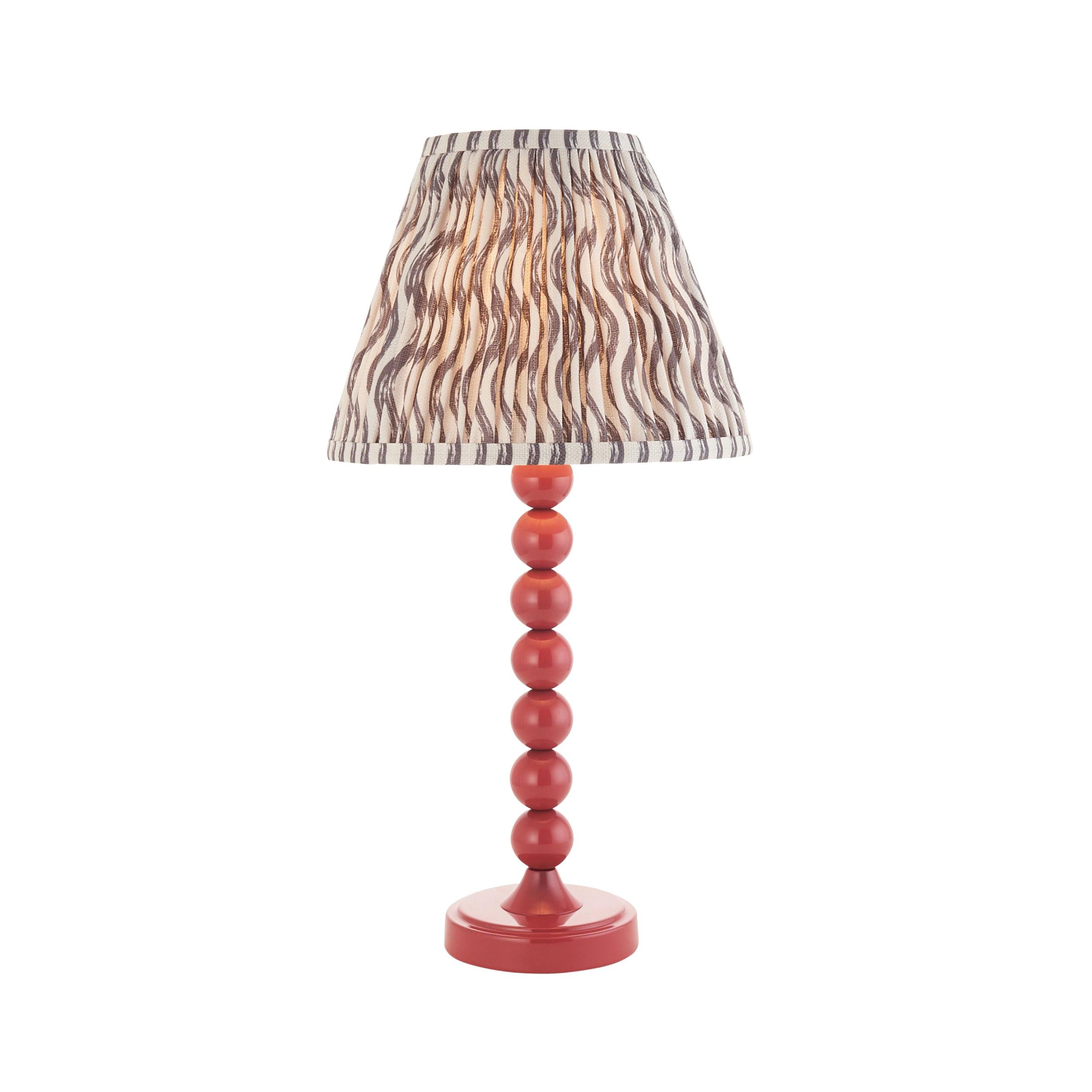 Higgledy Pink Table Lamp & Ripple 25cm Pearl Grey Shade