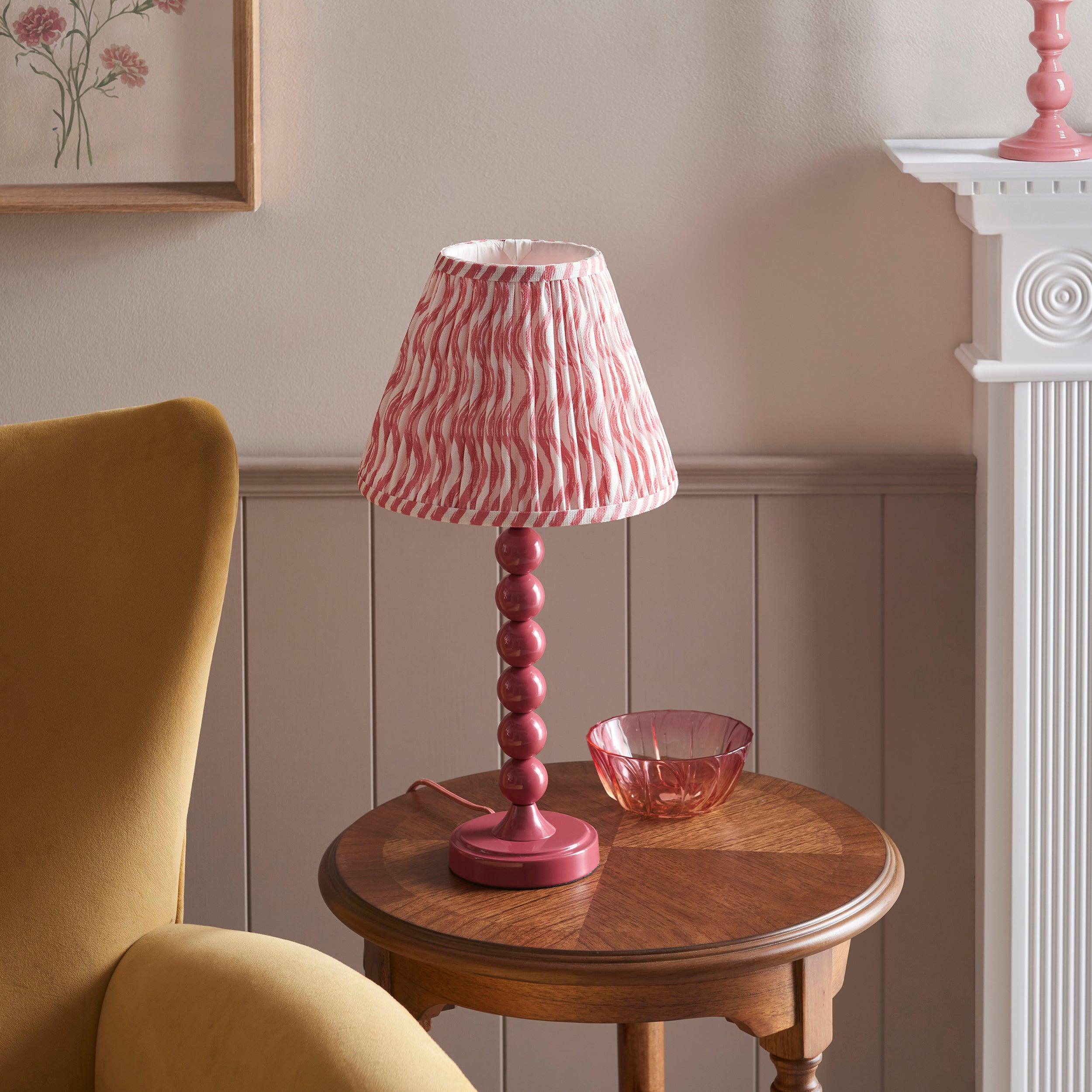 Higgledy Pink Table Lamp & Ripple 25cm Coral Pink Shade