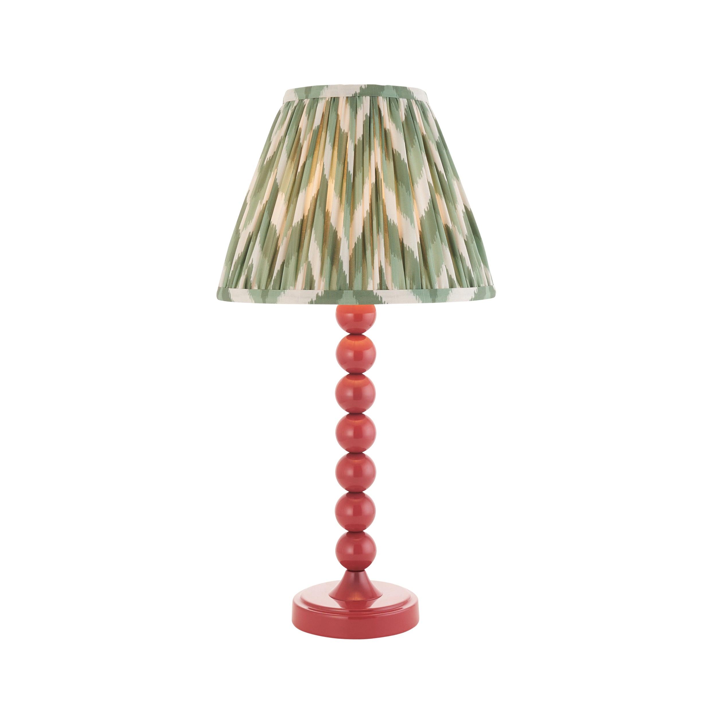 Higgledy Pink Table Lamp & Zigzag 25cm Cotswold Green Shade