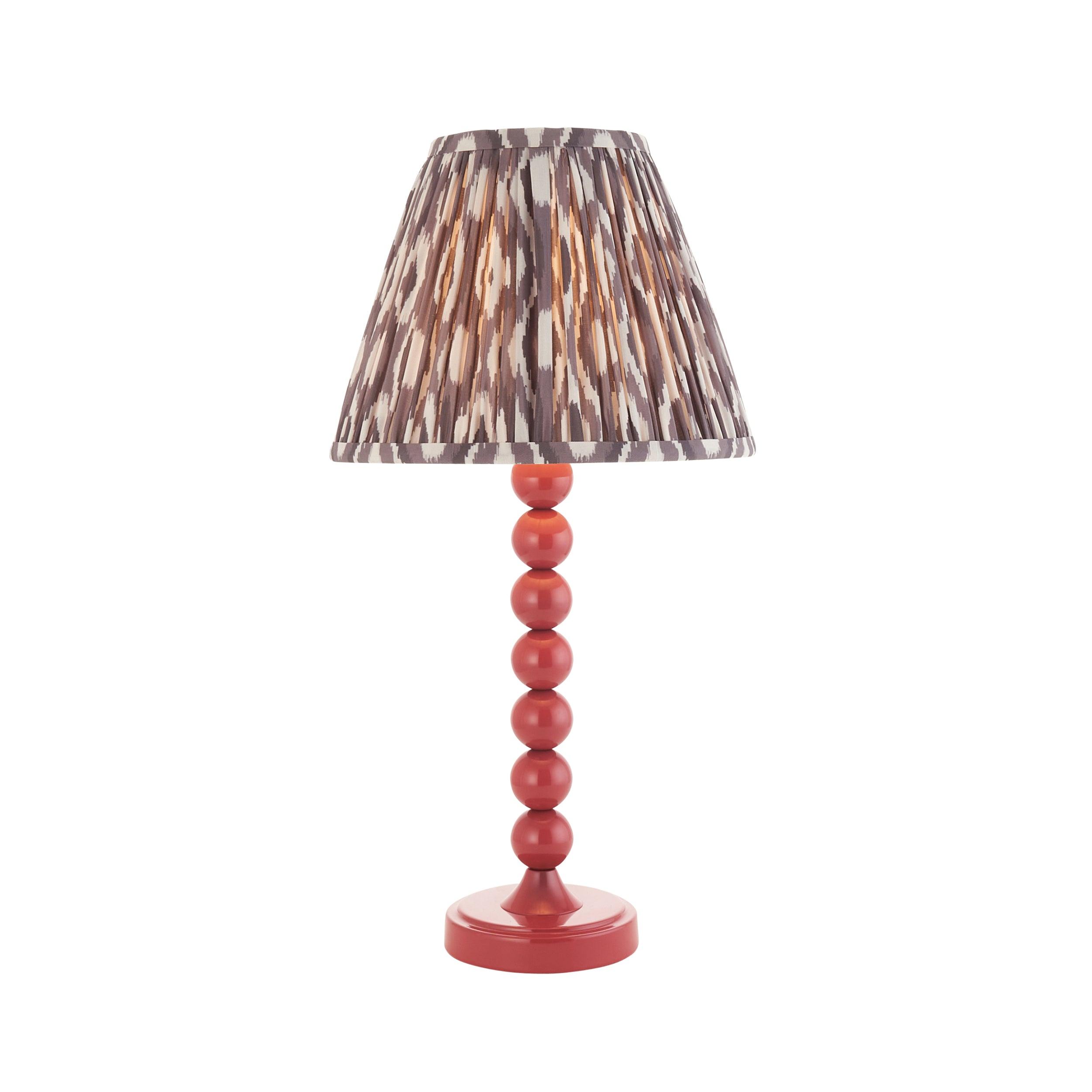 Higgledy Pink Table Lamp & Ikat 25cm Pearl Grey Shade