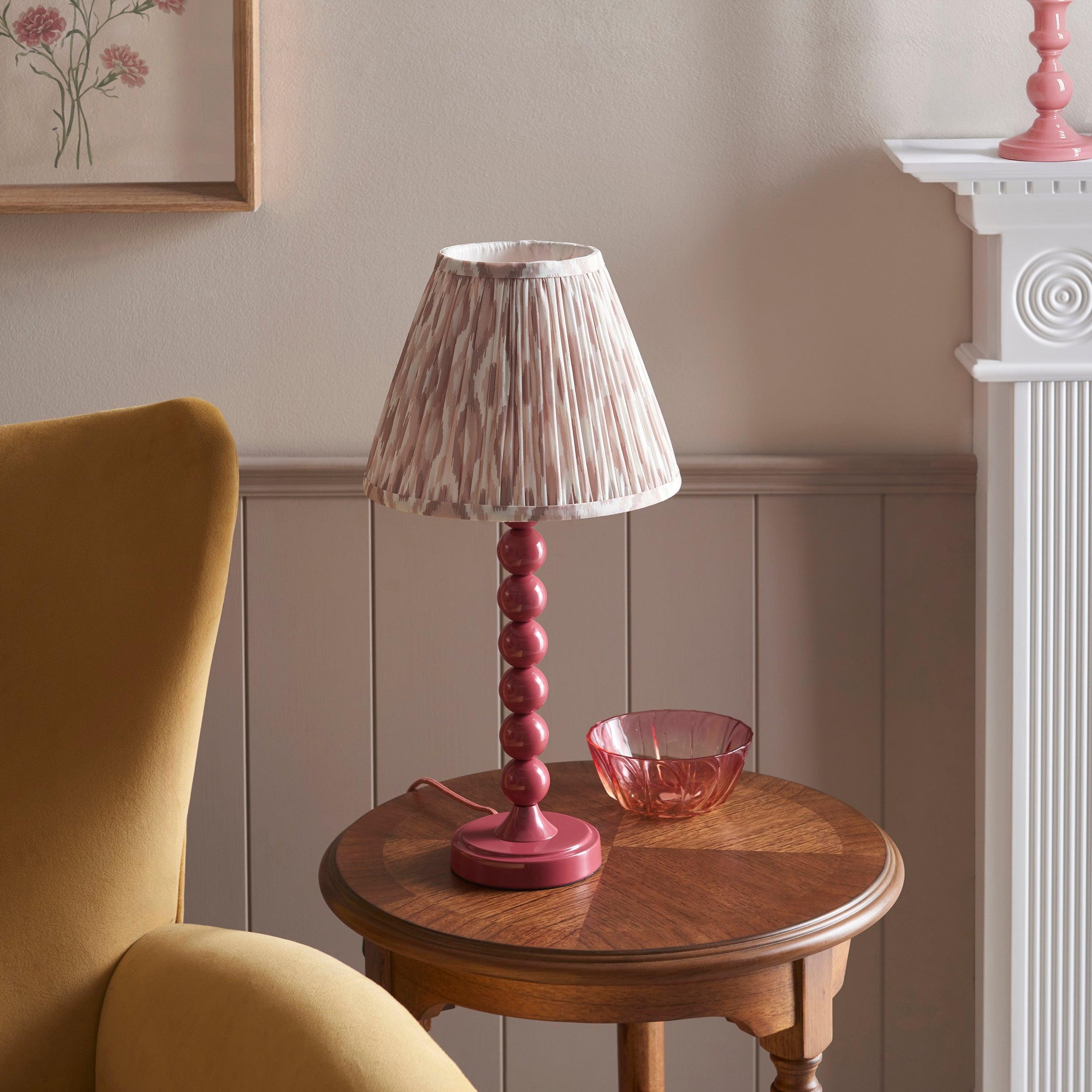 Higgledy Pink Table Lamp & Ikat 25cm Neutral Shade