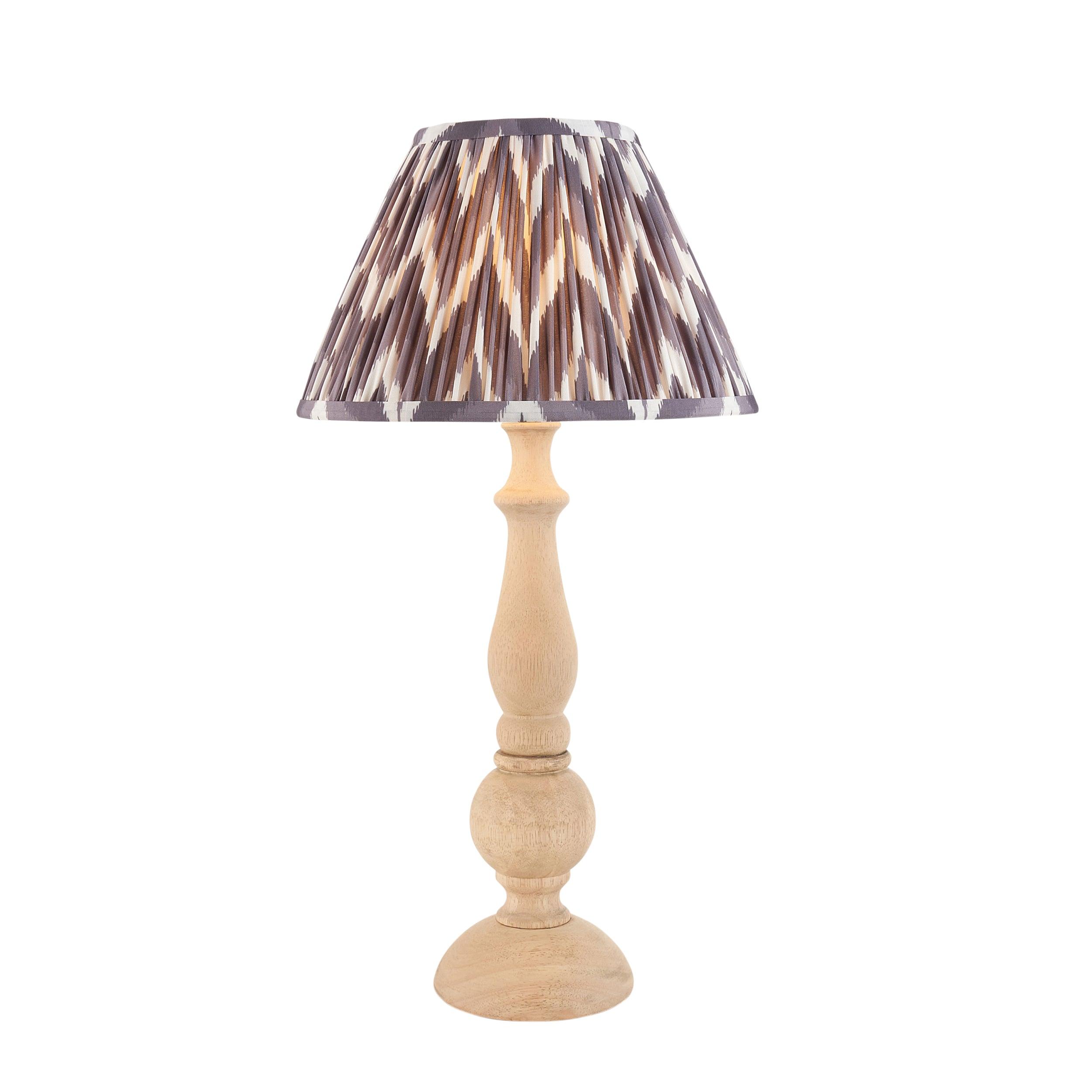 Hidcote Wooden Table Lamp & Zigzag 30cm Pearl Grey Shade