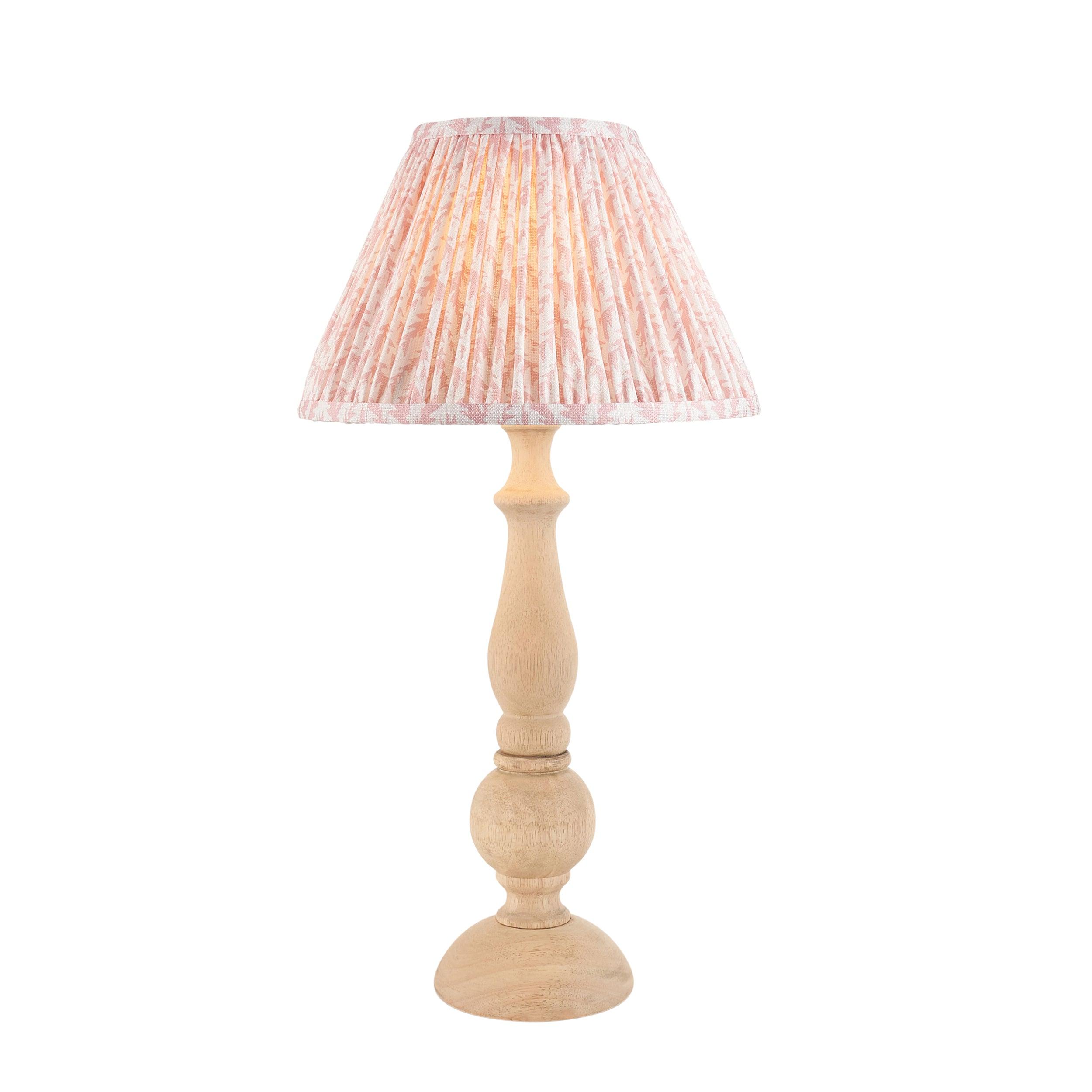 Hidcote Wooden Table Lamp & Leaf 30cm Peachy Keen Shade