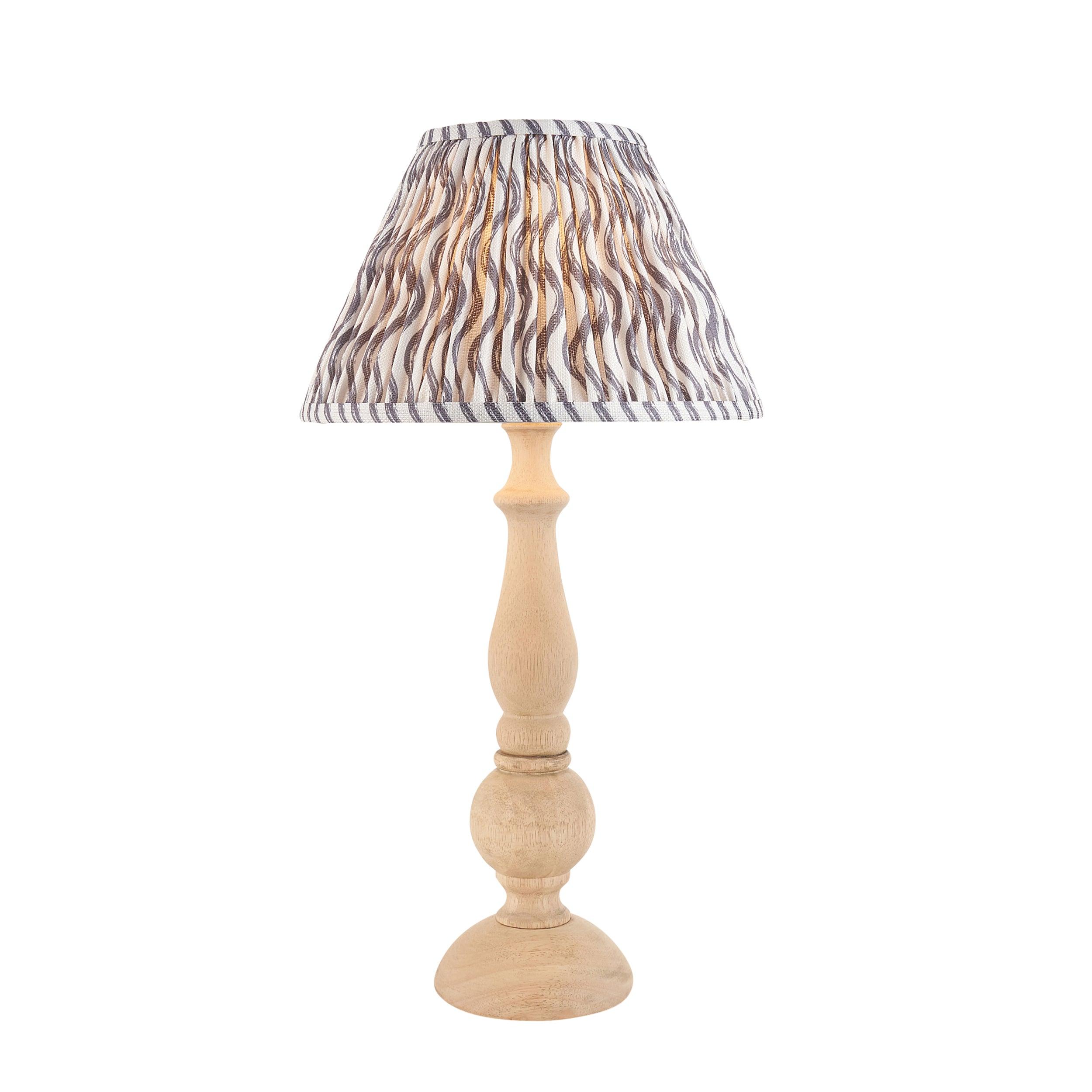 Hidcote Wooden Table Lamp & Ripple 30cm Pearl Grey Shade