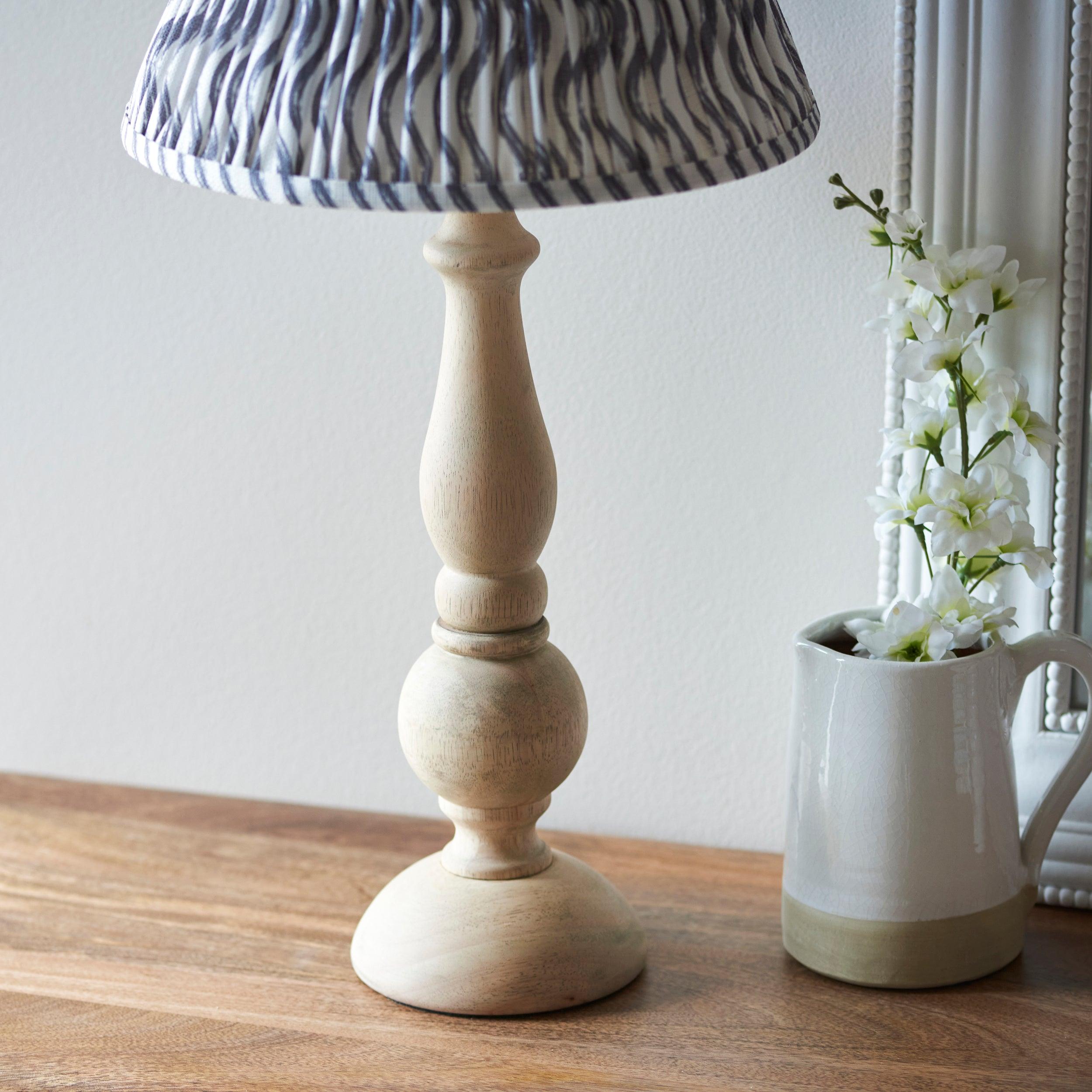 Hidcote Wooden Table Lamp & Ripple 30cm Pearl Grey Shade