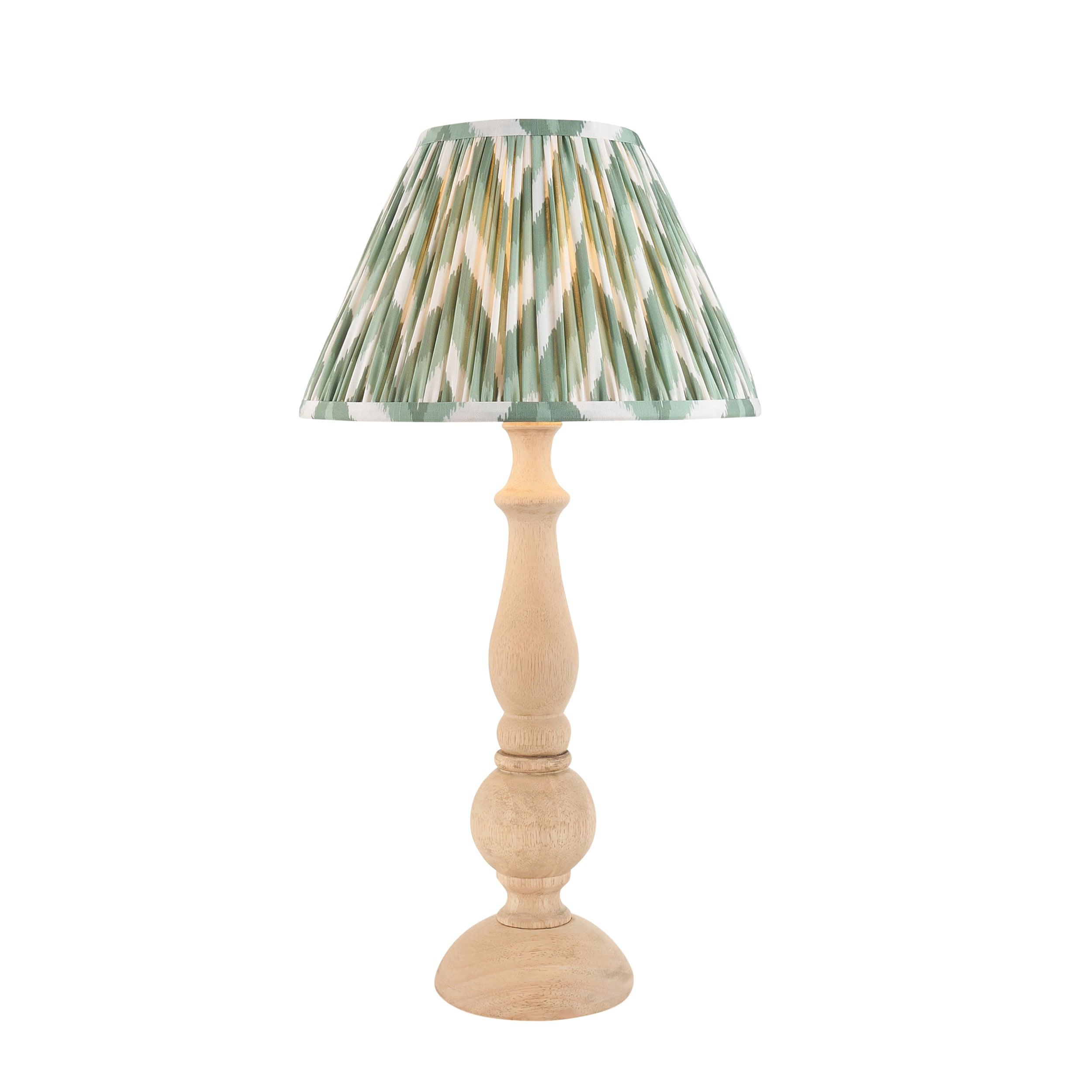 Hidcote Wooden Table Lamp & Zigzag 30cm Cotswold Green Shade