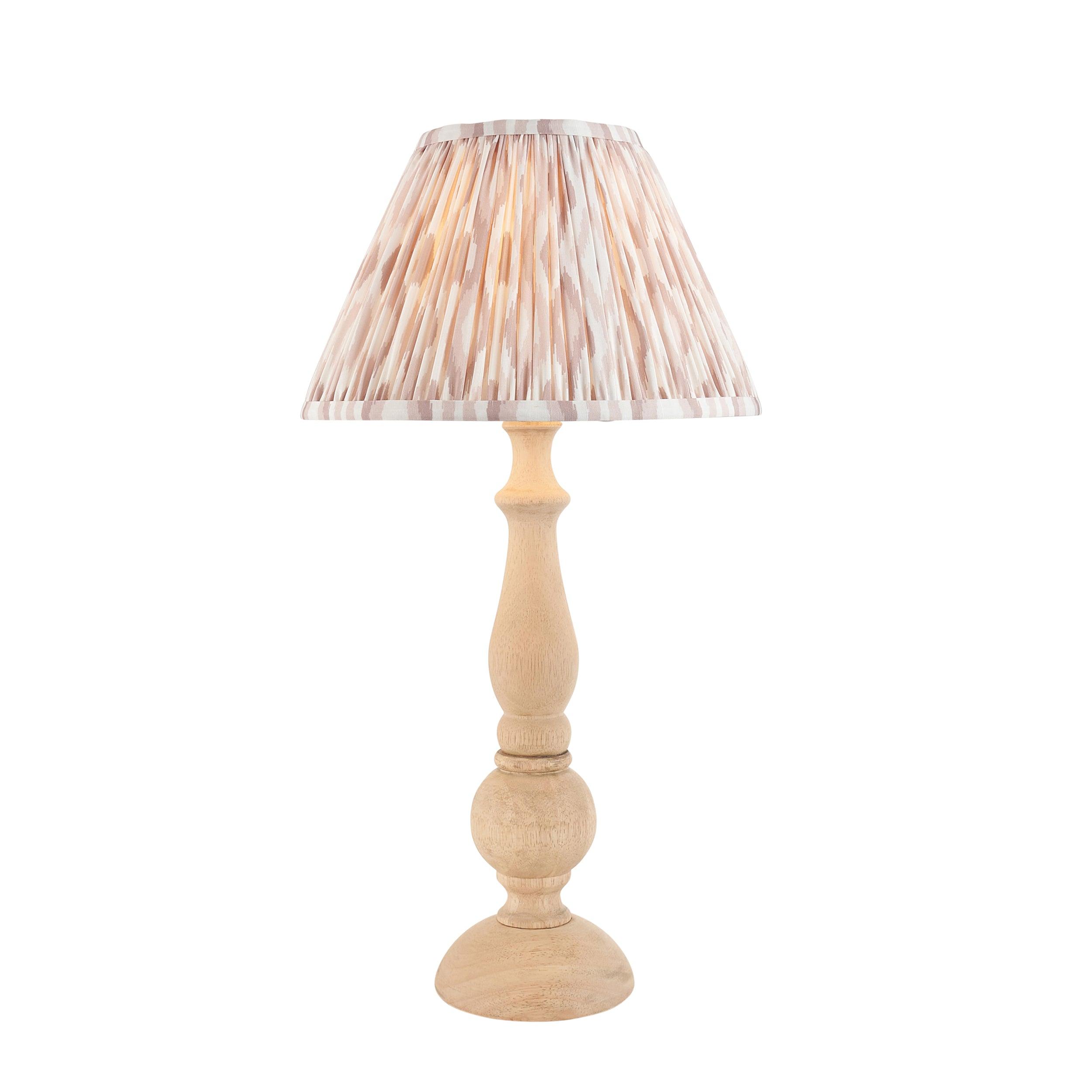 Hidcote Wooden Table Lamp & Ikat 30cm Neutral Shade