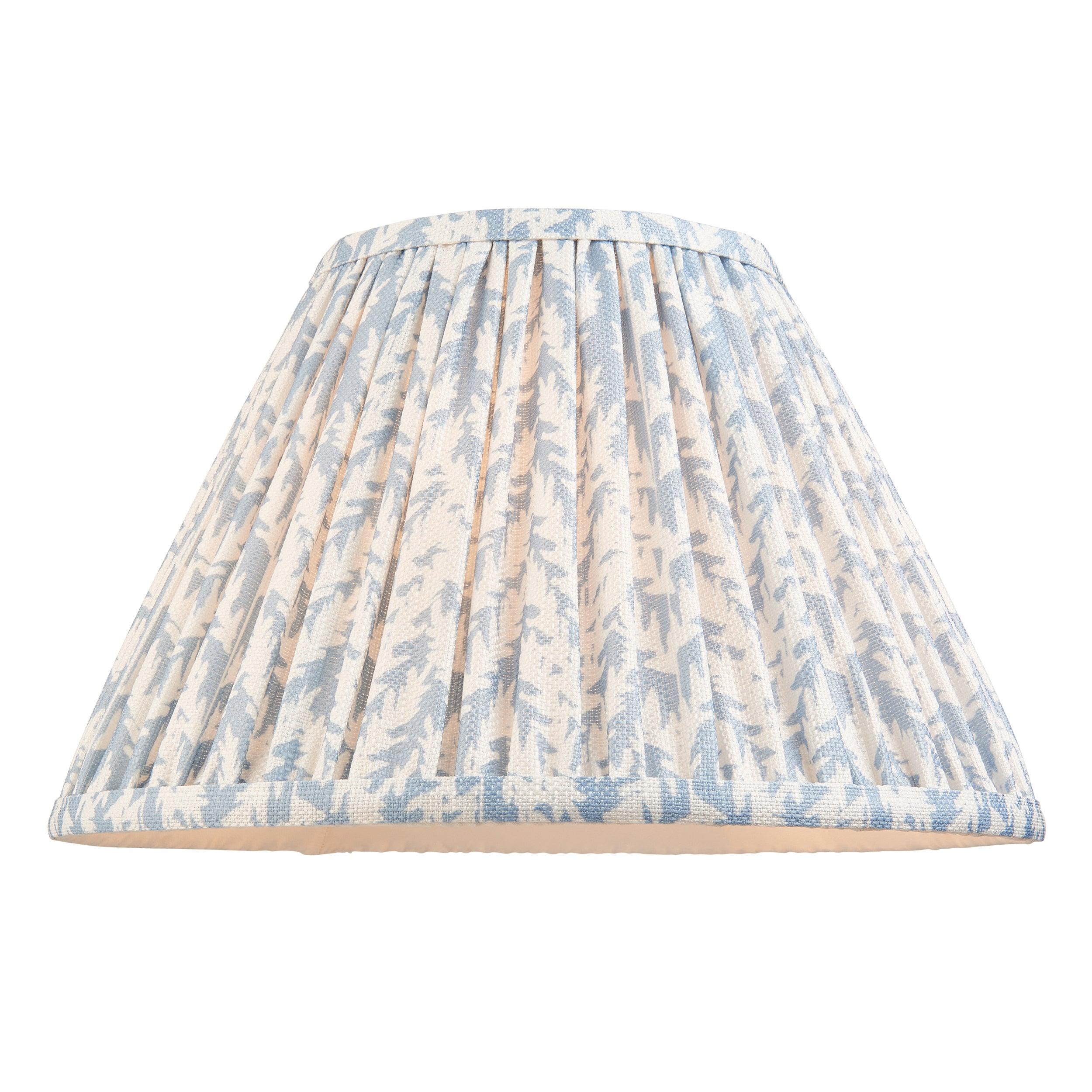 Burley Rechargeable Brass Floor Lamp & Leaf 30cm Shell Bay Blue Shade