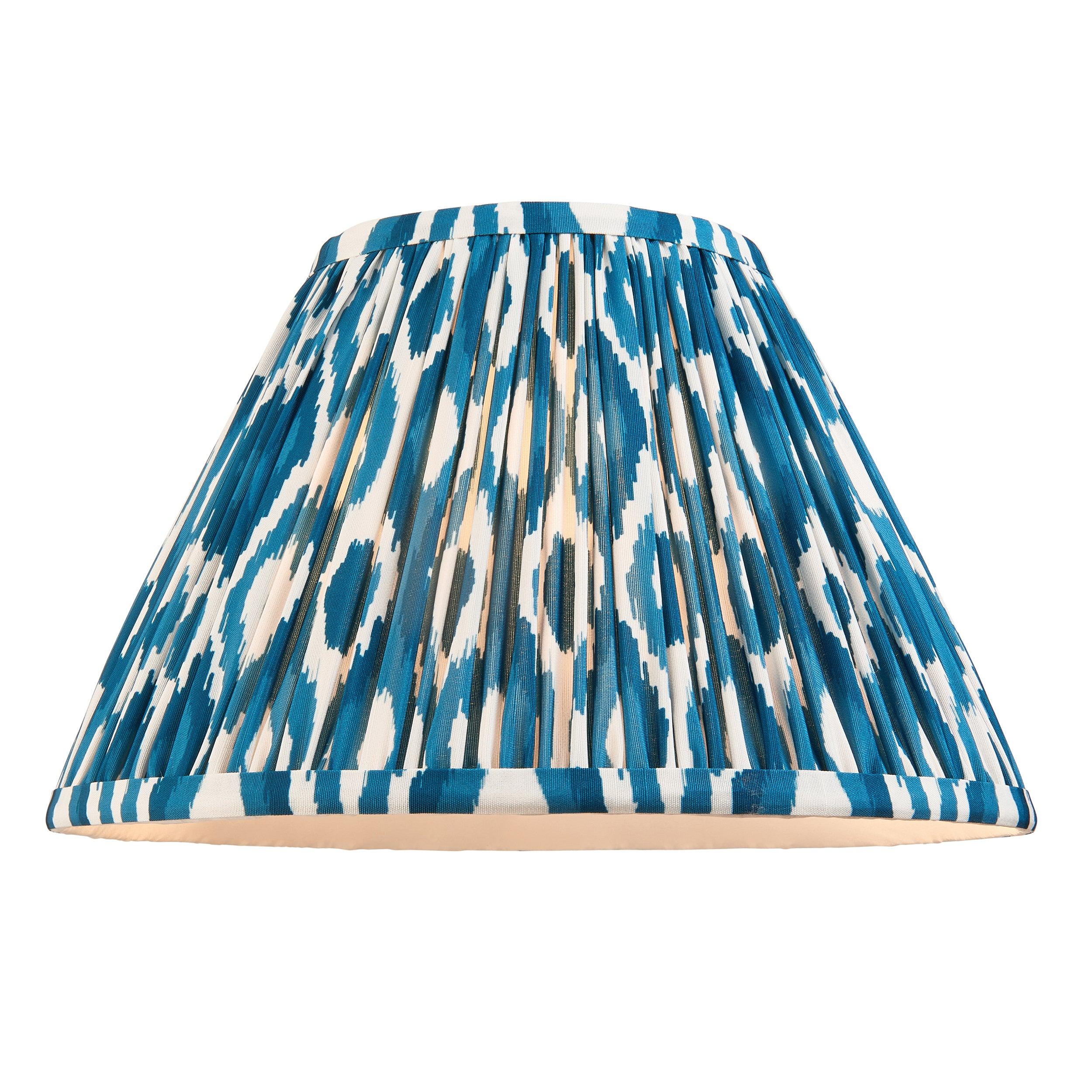 Burley Rechargeable Brass Floor Lamp & Ikat 30cm Marlin Blue Shade