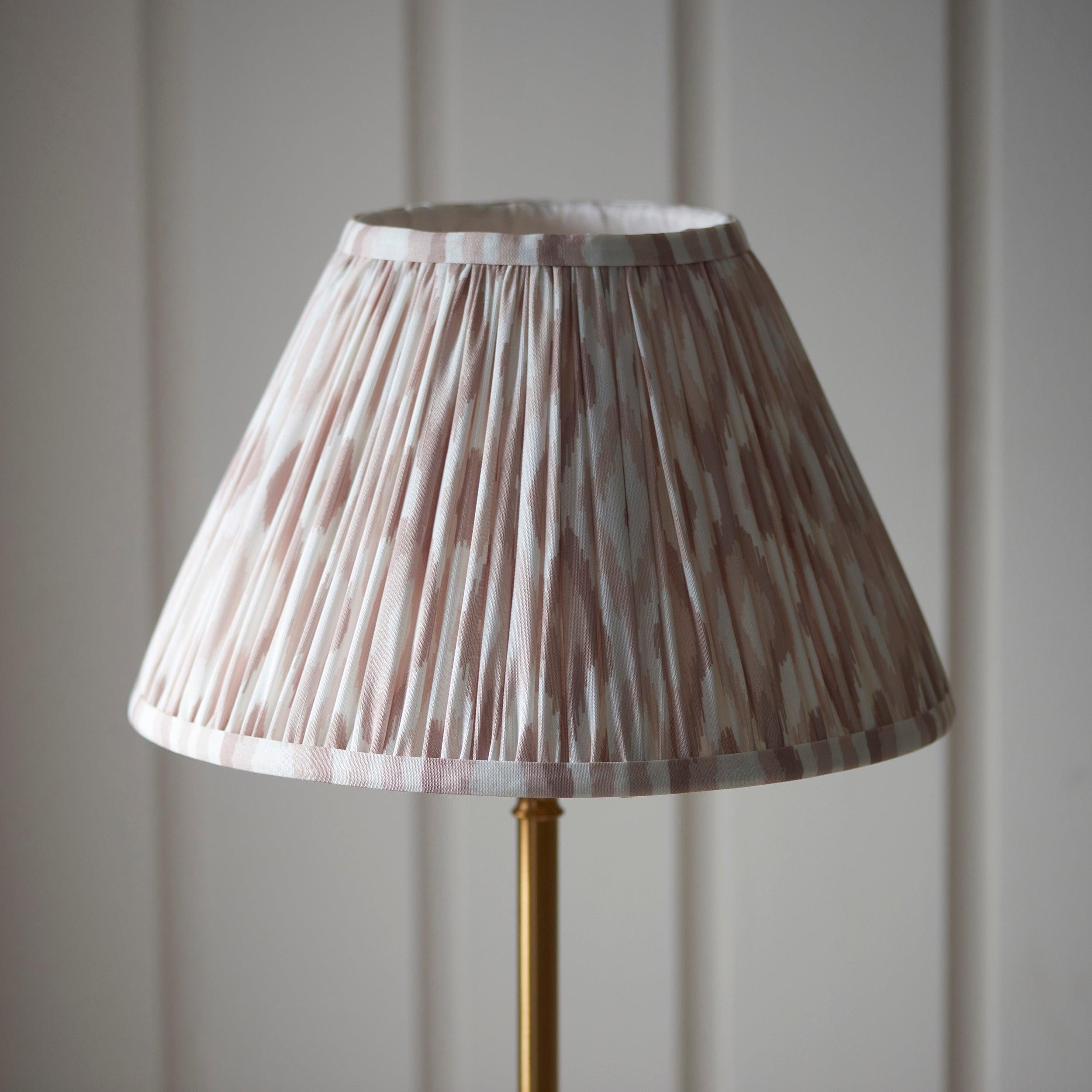 Burley Rechargeable Brass Floor Lamp & Ikat 30cm Neutral Shade