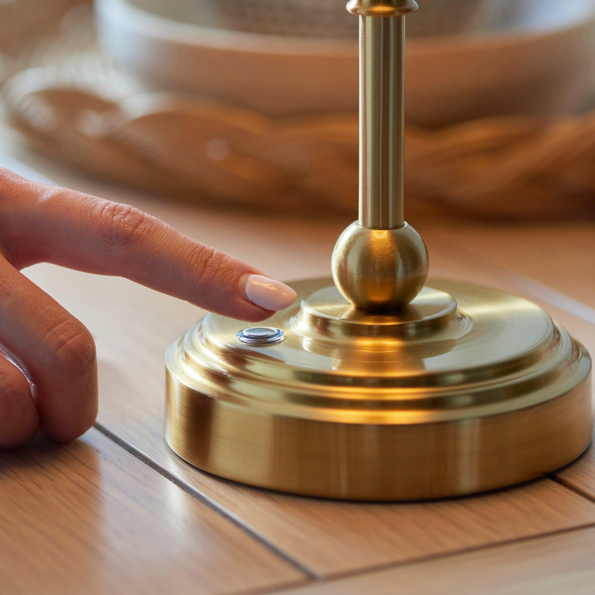 Burley Rechargeable Table Lamp & Leaf 16cm Pearl Grey Shade