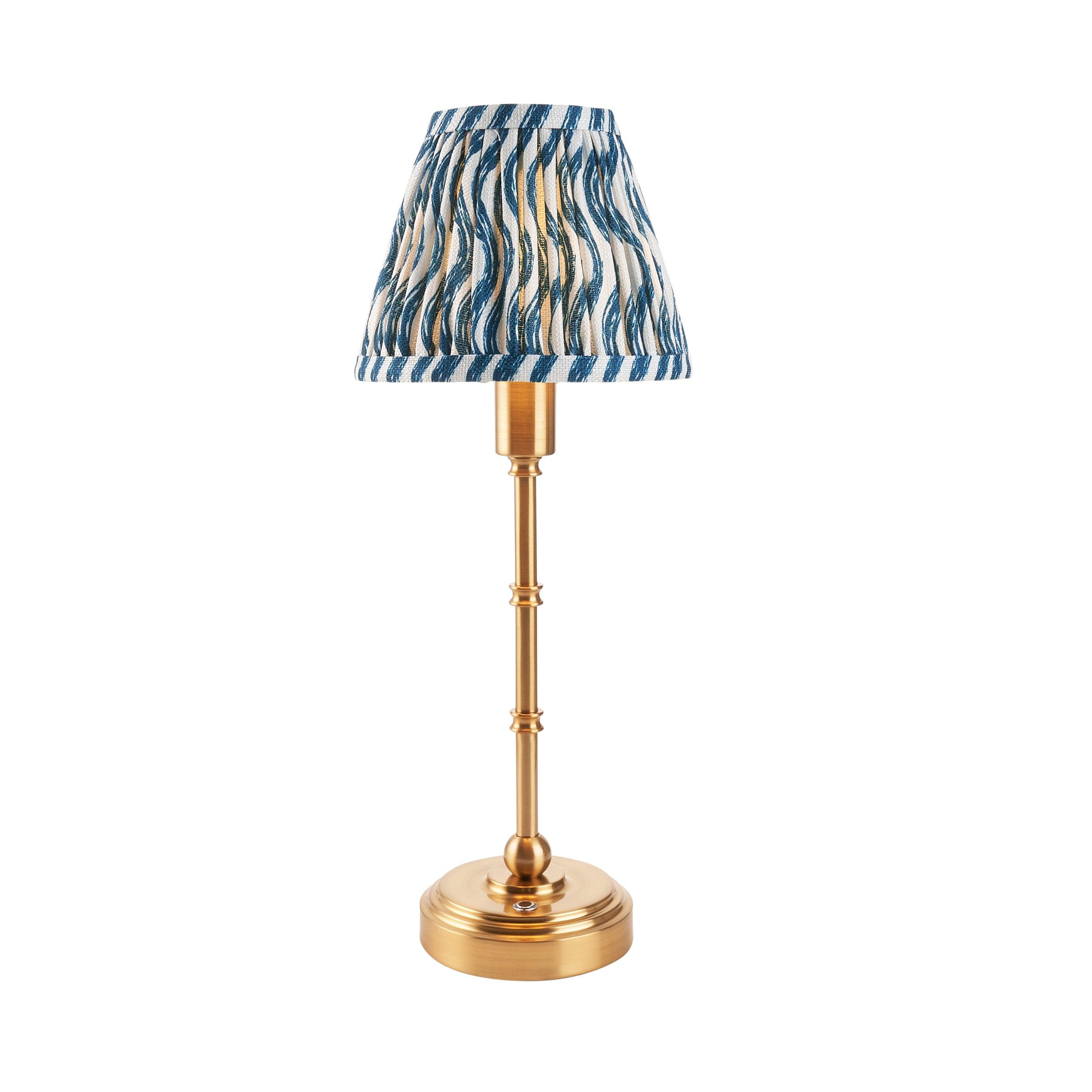 Burley Rechargeable Table Lamp & Ripple 16cm Marlin Blue Shade