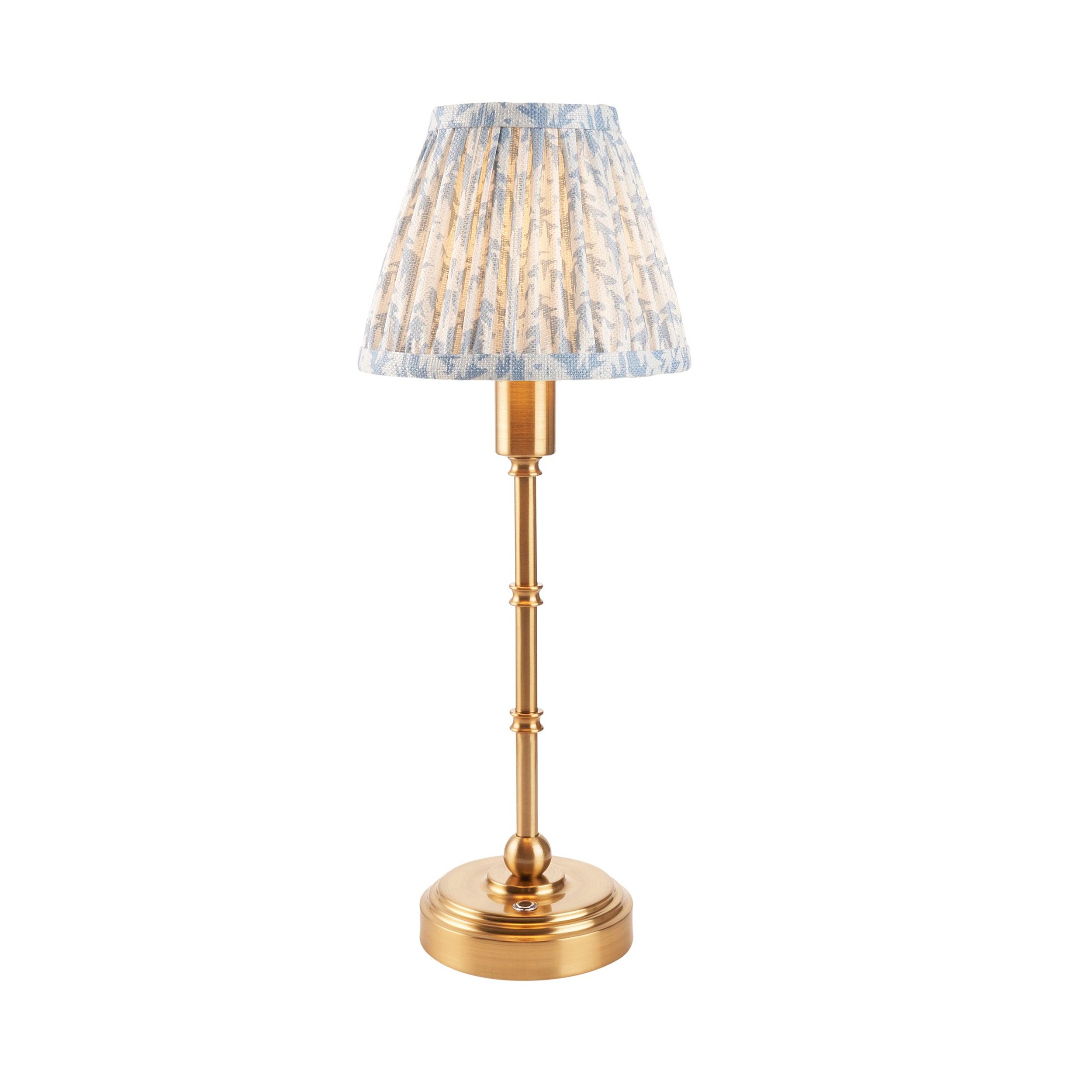 Burley Rechargeable Table Lamp & Leaf 16cm Shell Bay Blue Shade
