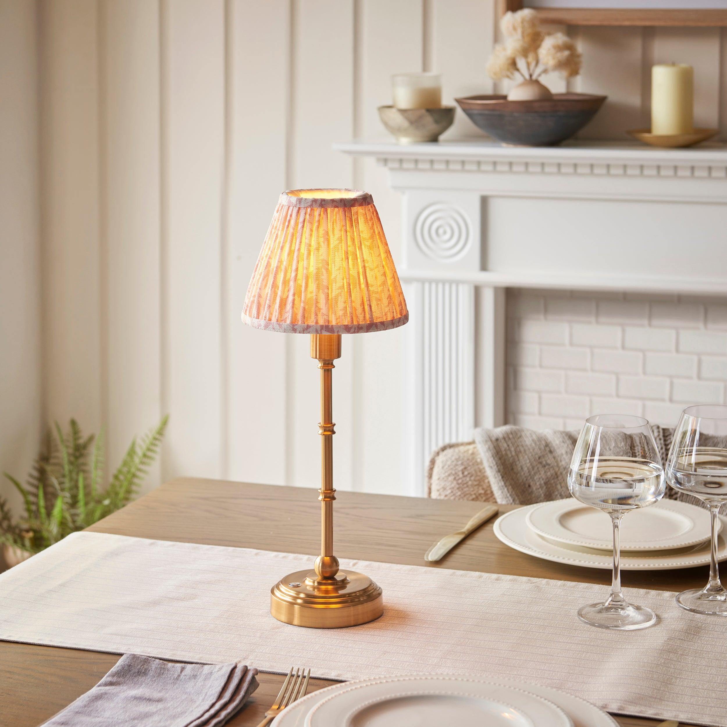 Burley Rechargeable Table Lamp & Leaf 16cm Peachy Keen Shade