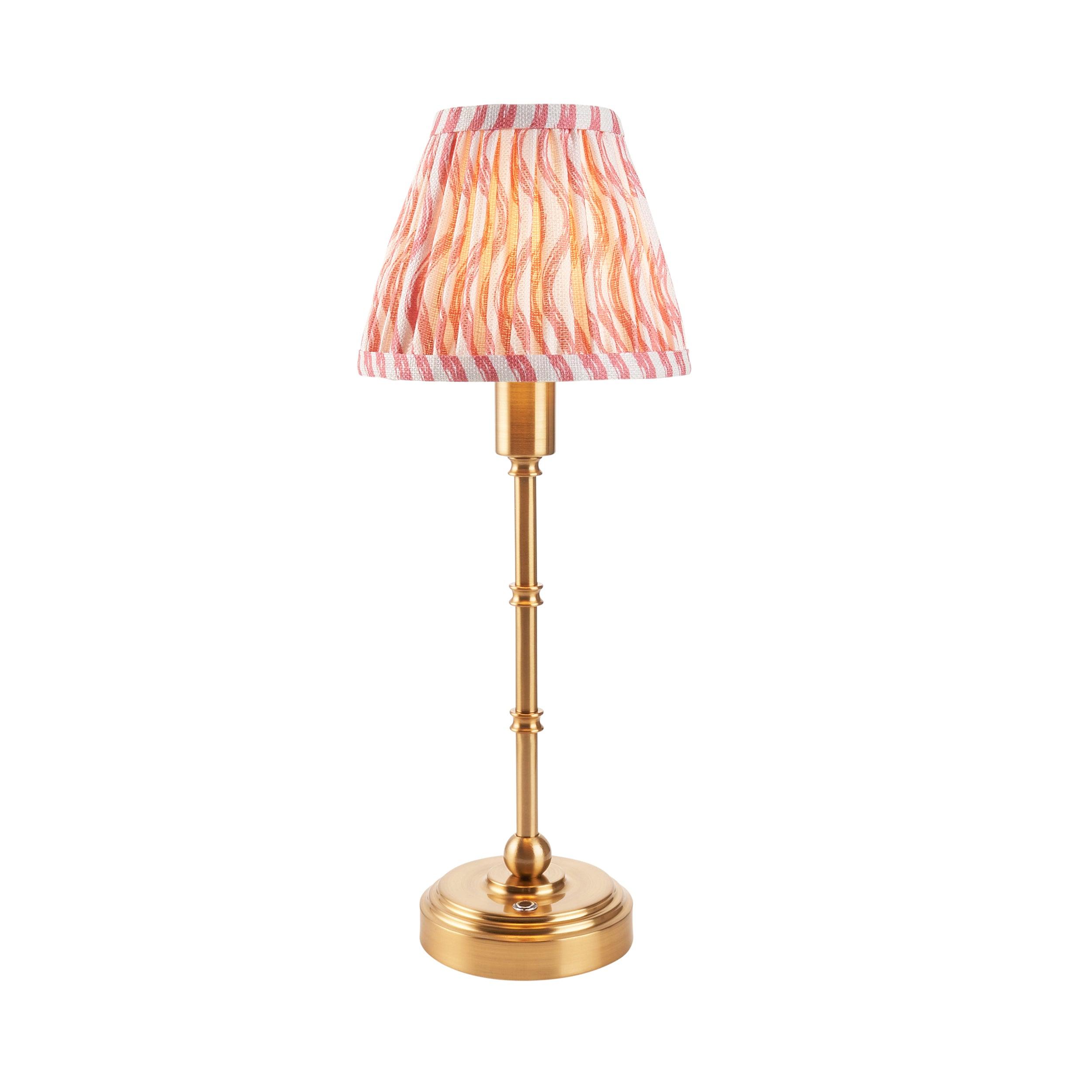 Burley Rechargeable Table Lamp & Ripple 16cm Coral Pink Shade