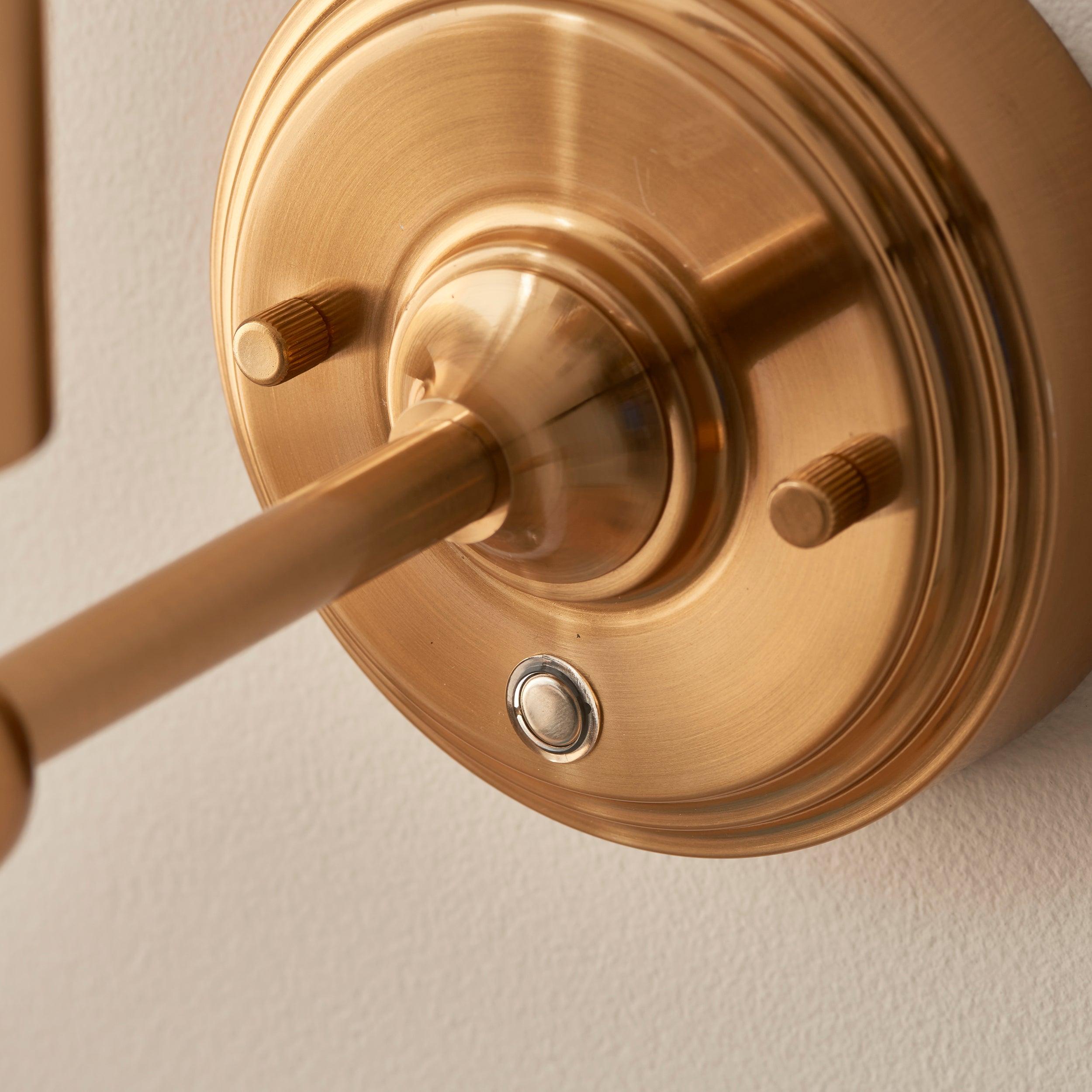 Burley Rechargeable Brass Wall Light & Ikat 16cm Marlin Blue Shade