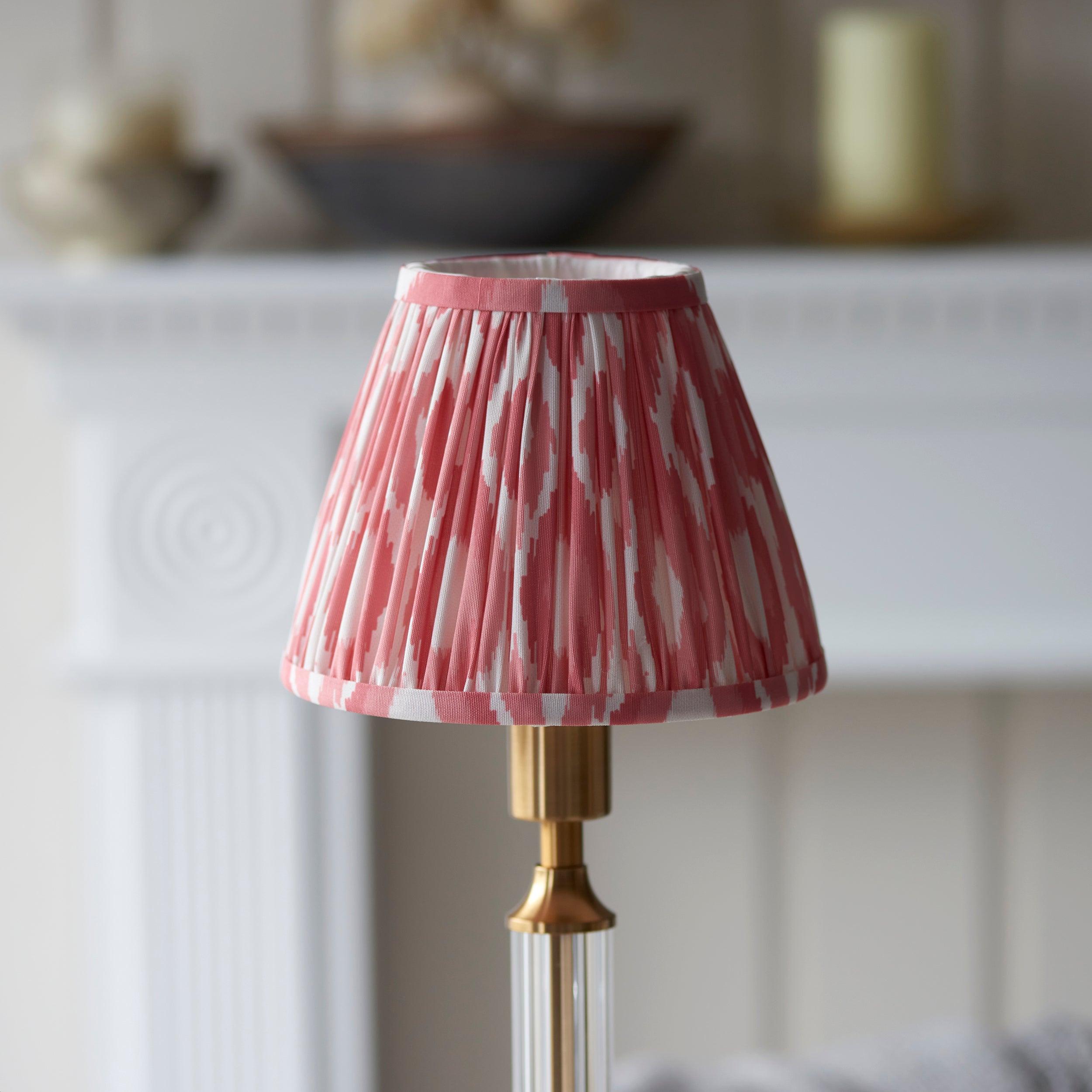 Morton Rechargeable Table Lamp & Ikat 16cm Coral Pink Shade