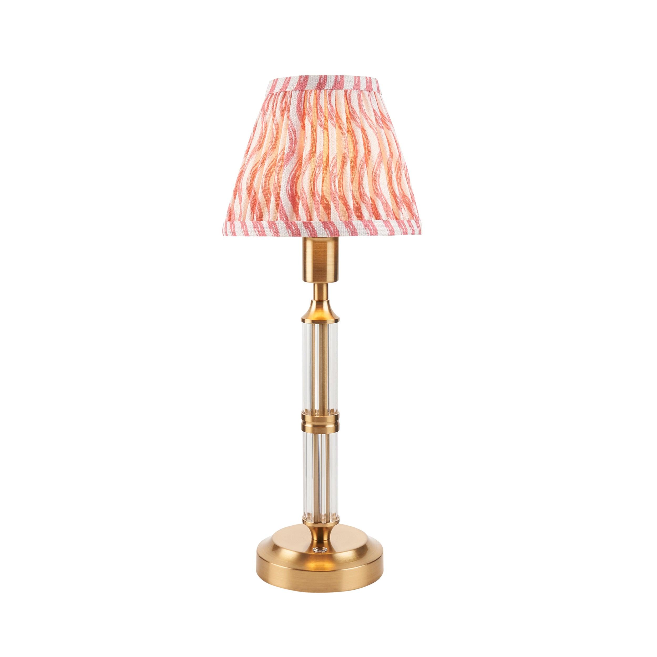 Morton Rechargeable Table Lamp & Ripple 16cm Coral Pink Shade