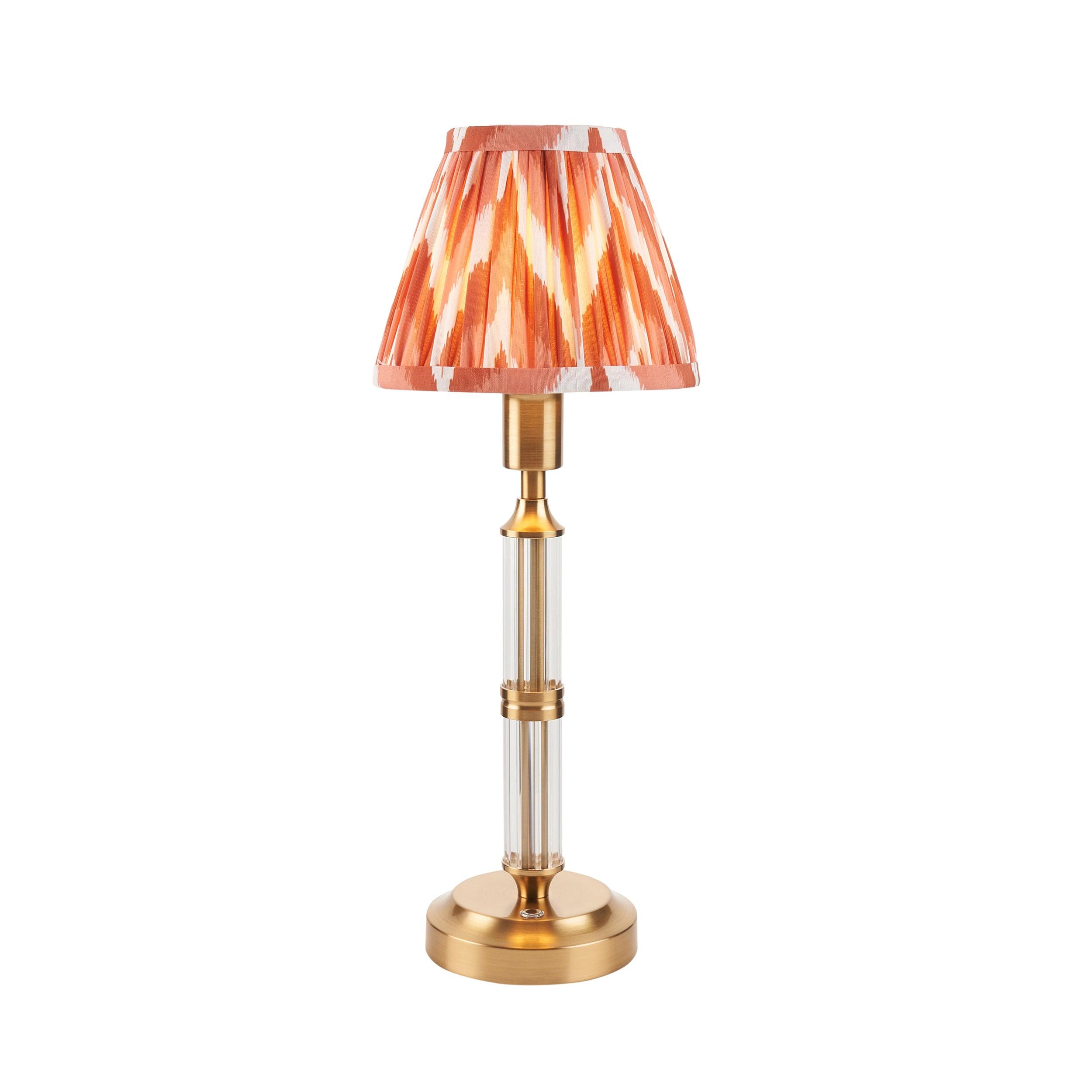 Morton Rechargeable Table Lamp & Zigzag 16cm Apricot Orange Shade